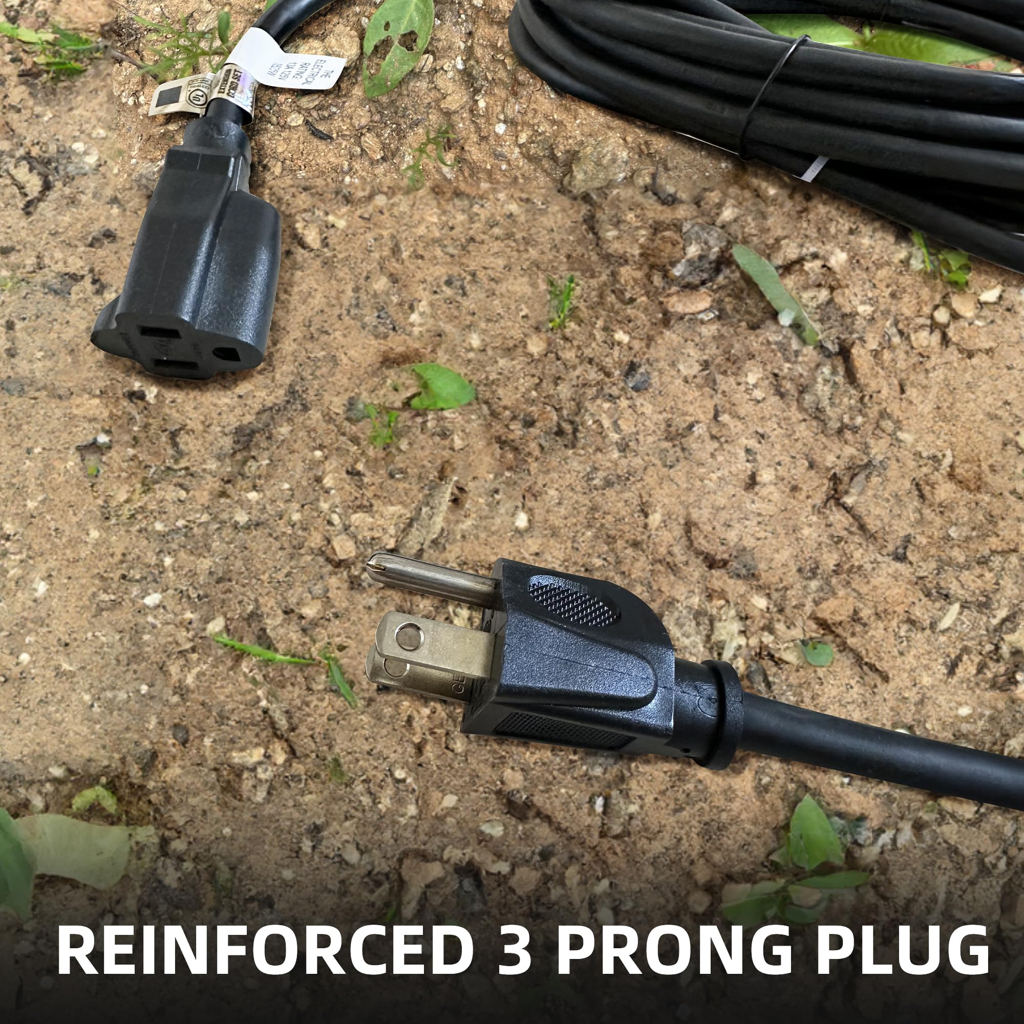 Yojoe Indoor Outdoor Extension Cord, 3 Prong 13A Weatherproof Power Extension Cord, 16 Gauge Heavy Duty 10 Ft Black Extension Co