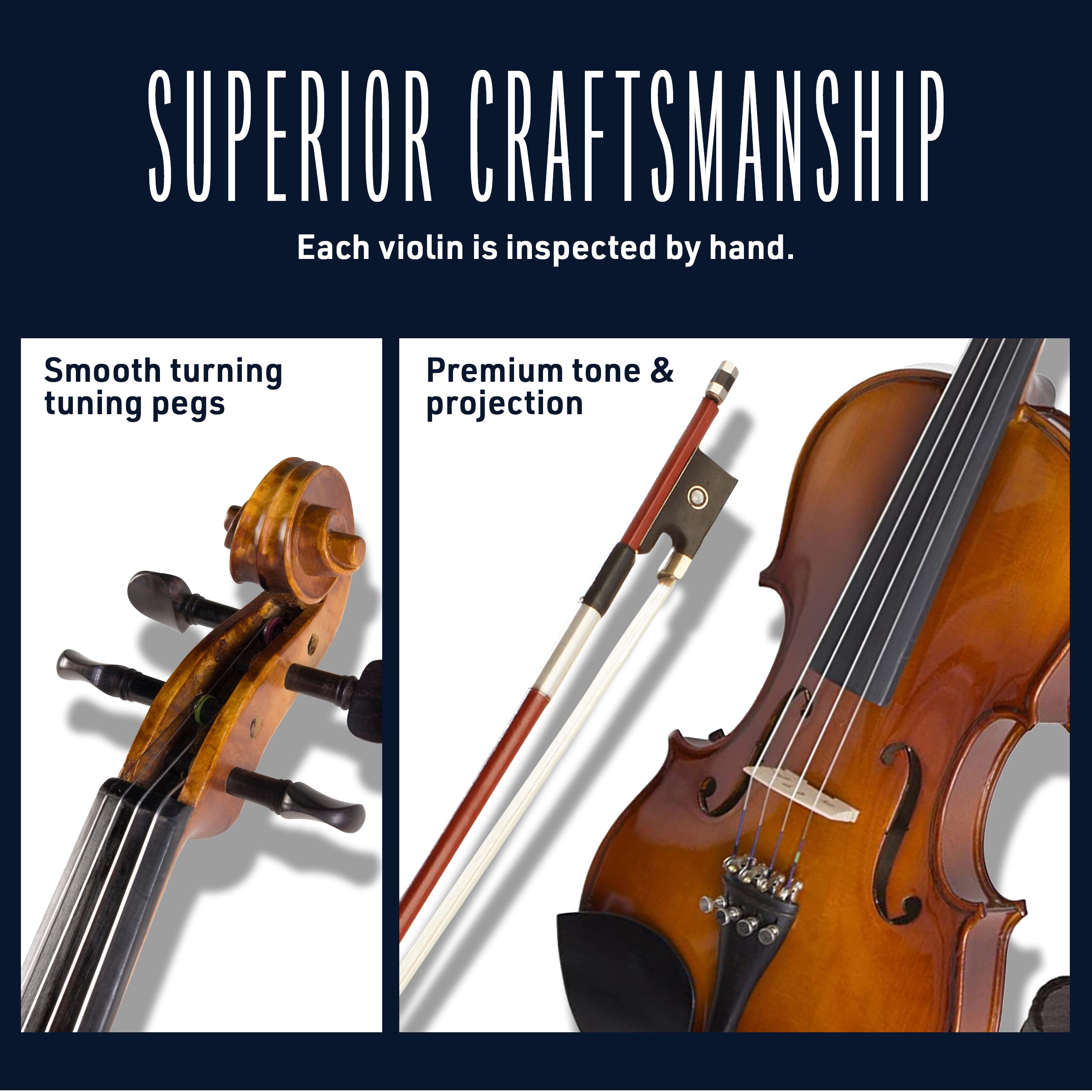 Cecilio Cvn-300 Solidwood Ebony Fitted Violin With Daddario Prelude Strings, Size 1/2