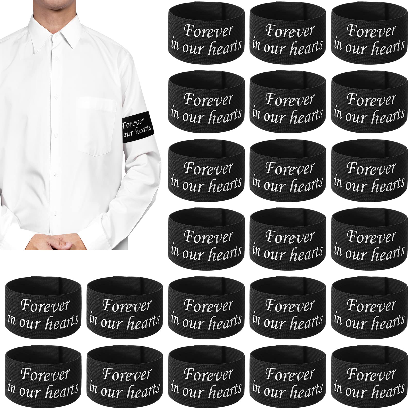 Unittype 25 Pcs Mourning Arm Band Funeral Memorial Arm Band Elastic Black Armband For Mourning Condolence Respect Event