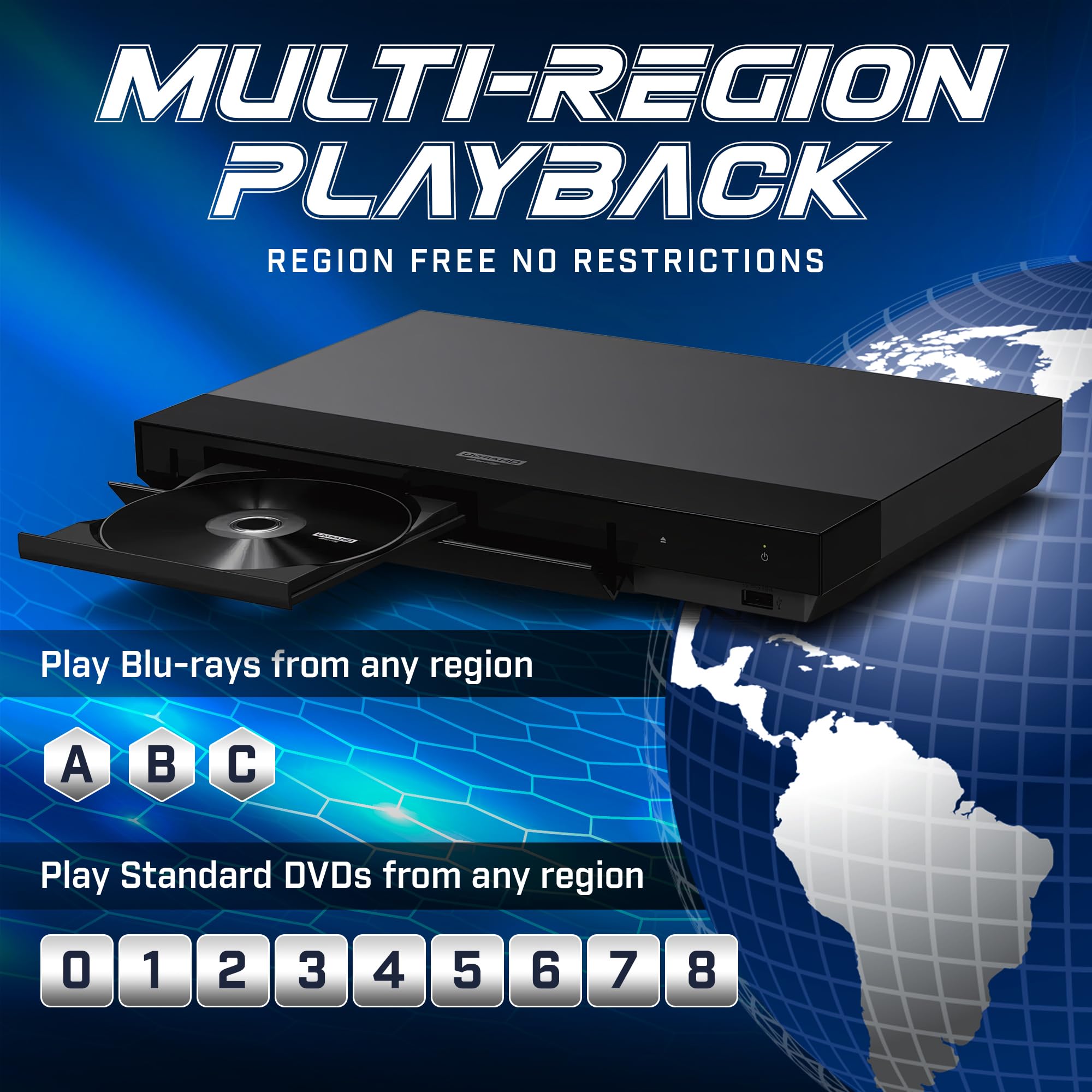 Region Free 4K Uhd Blu Ray Player Compatible With Sony Ubp X700M | Multi Region Code Free | Uhd 4K Playback, Blu Ray Zone A, B,