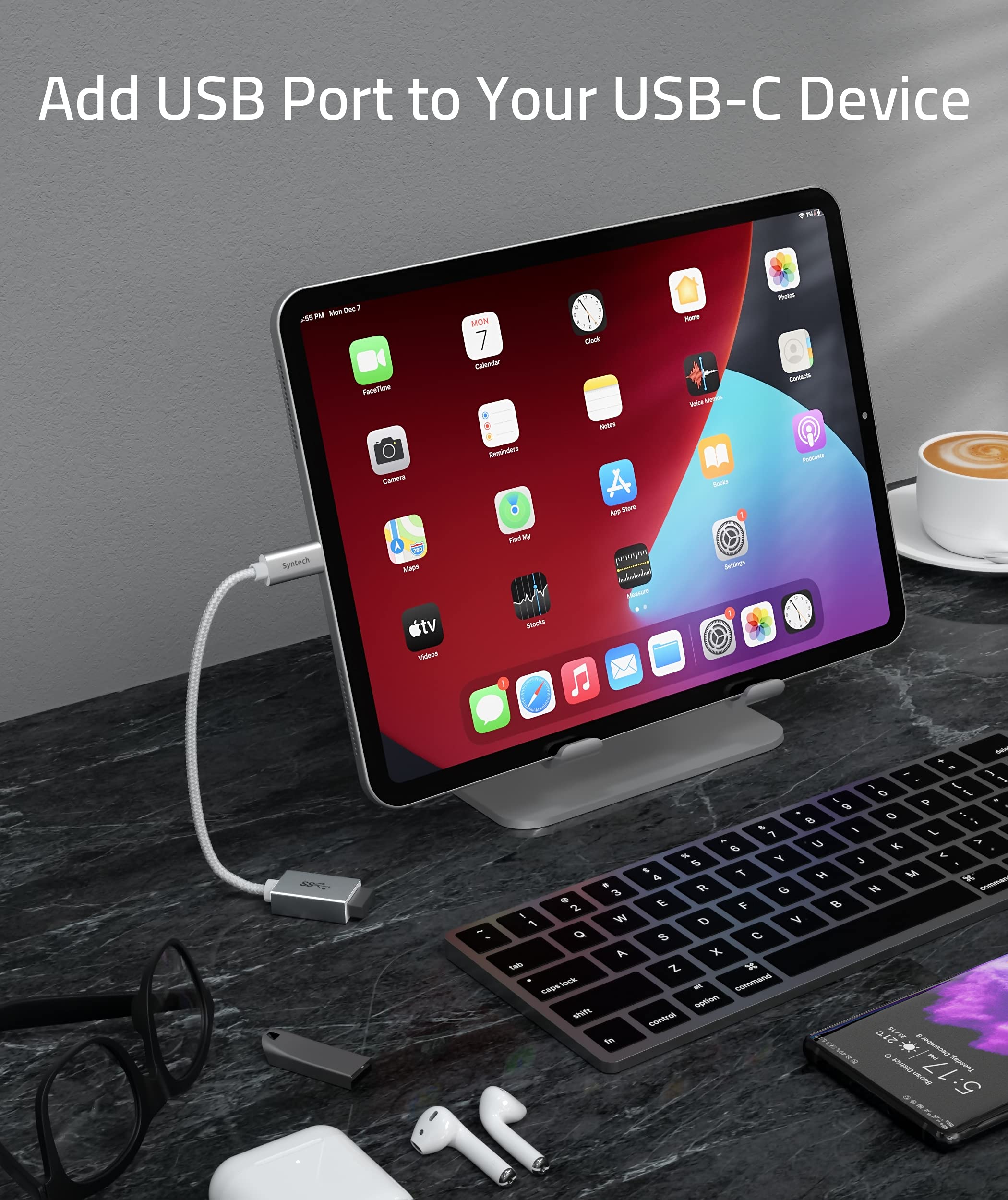 Syntech Usb Type C To Usb Adapter, Aluminum Alloy, Male To Female, 5 Gbps Transfer Speed, Compatible With Iphone, Macbook, Ipad,