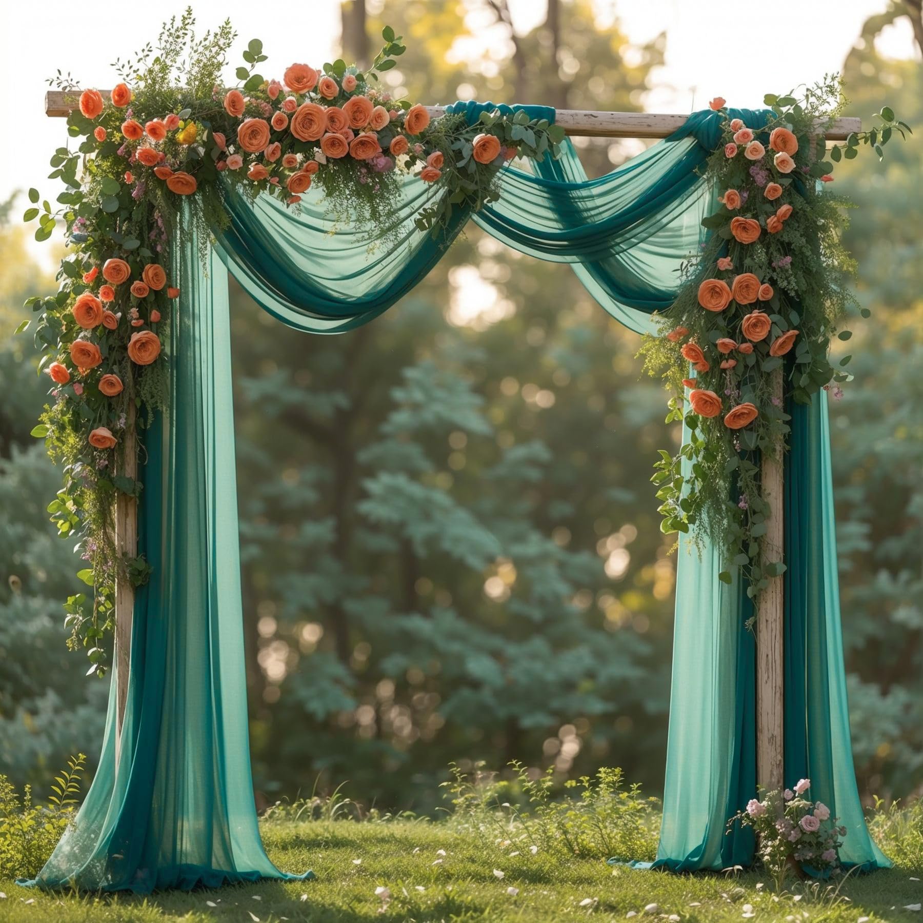 Wedding Arch Draping Fabric, 1 Panel 28 X 19Ft Emerald Green Arch Drapes Sheer Backdrop Curtain For Wedding Ceremony Party Ceili