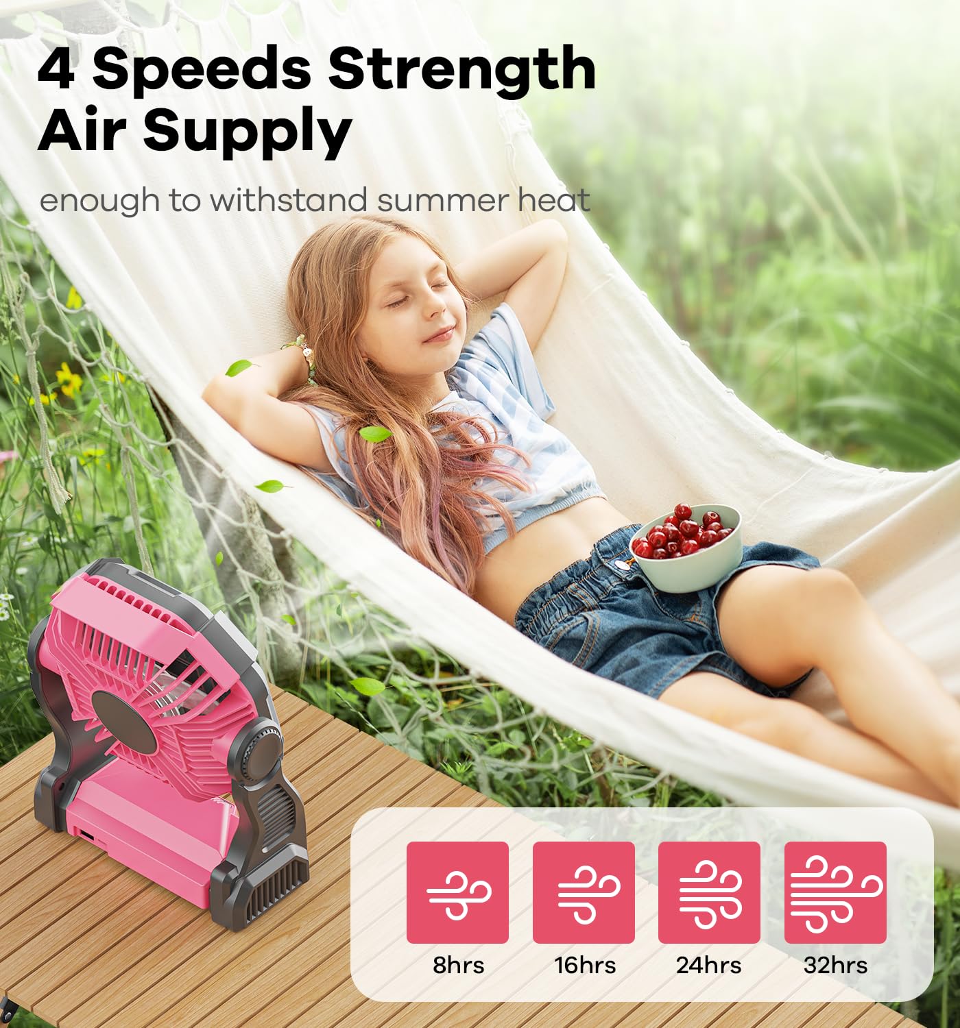 Dowilldo Camping Fan With Led Lantern, 10400Mah Portable Battery Operated Outdoor Fan, Personal Rechargeable Fan For Travel, Hik