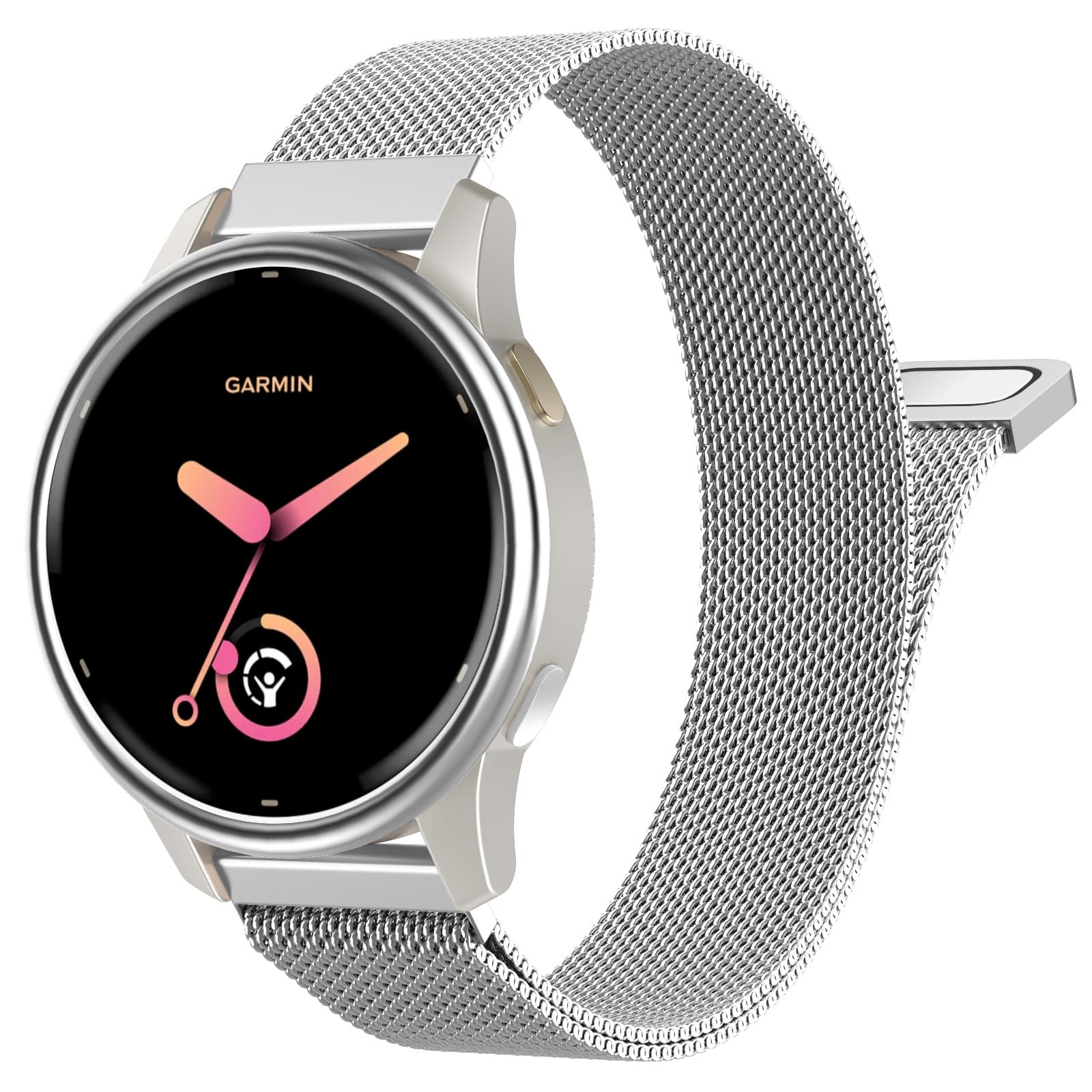 Astorgos 20mm Metal Watch Band Compatible with Garmin vivoactive 6/5/3, Forerunner 570 42mm/55/245/645, Garmin Venu, Mesh Stainl