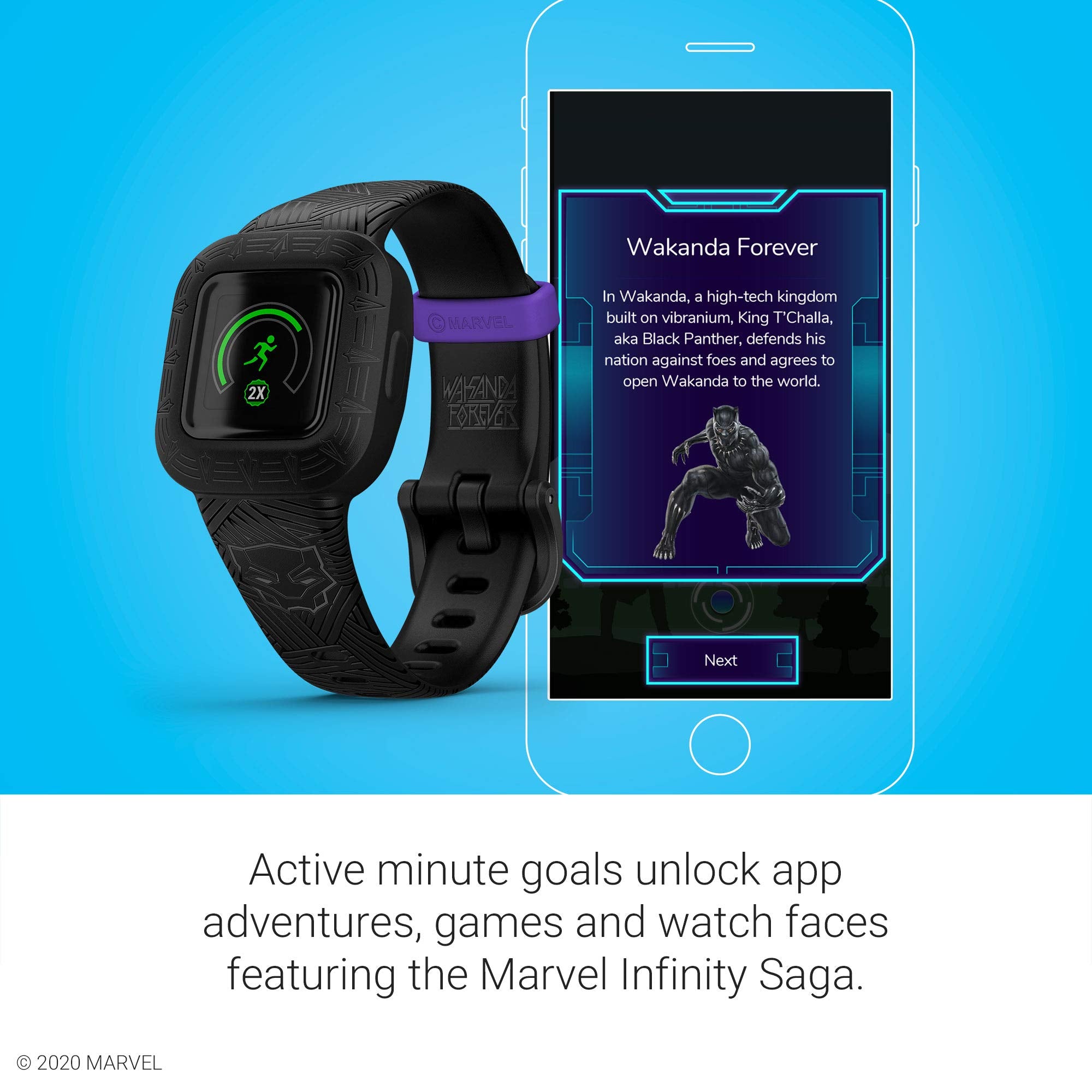 Garmin Vivofit Jr. 3, Fitness Tracker For Kids, Swim-Friendly, Up To 1-Year Battery Life, Marvel Black Panther