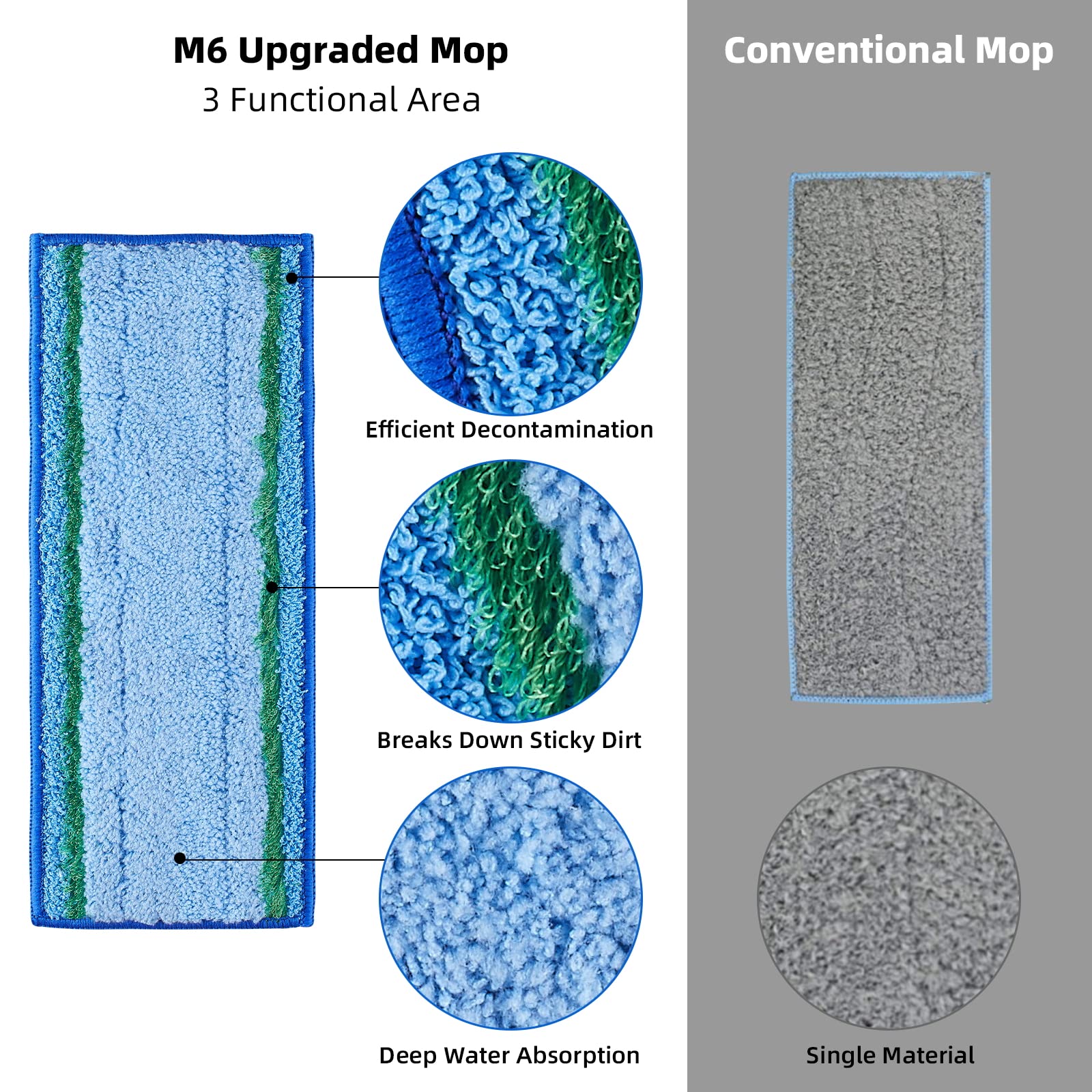 Andongo 8 Pack Mop Pad For Irobot Braava Jet M6 Ultimate Robot Mop, Upgraded M6 Wet Mopping Pad, Washable Microfiber Replacement