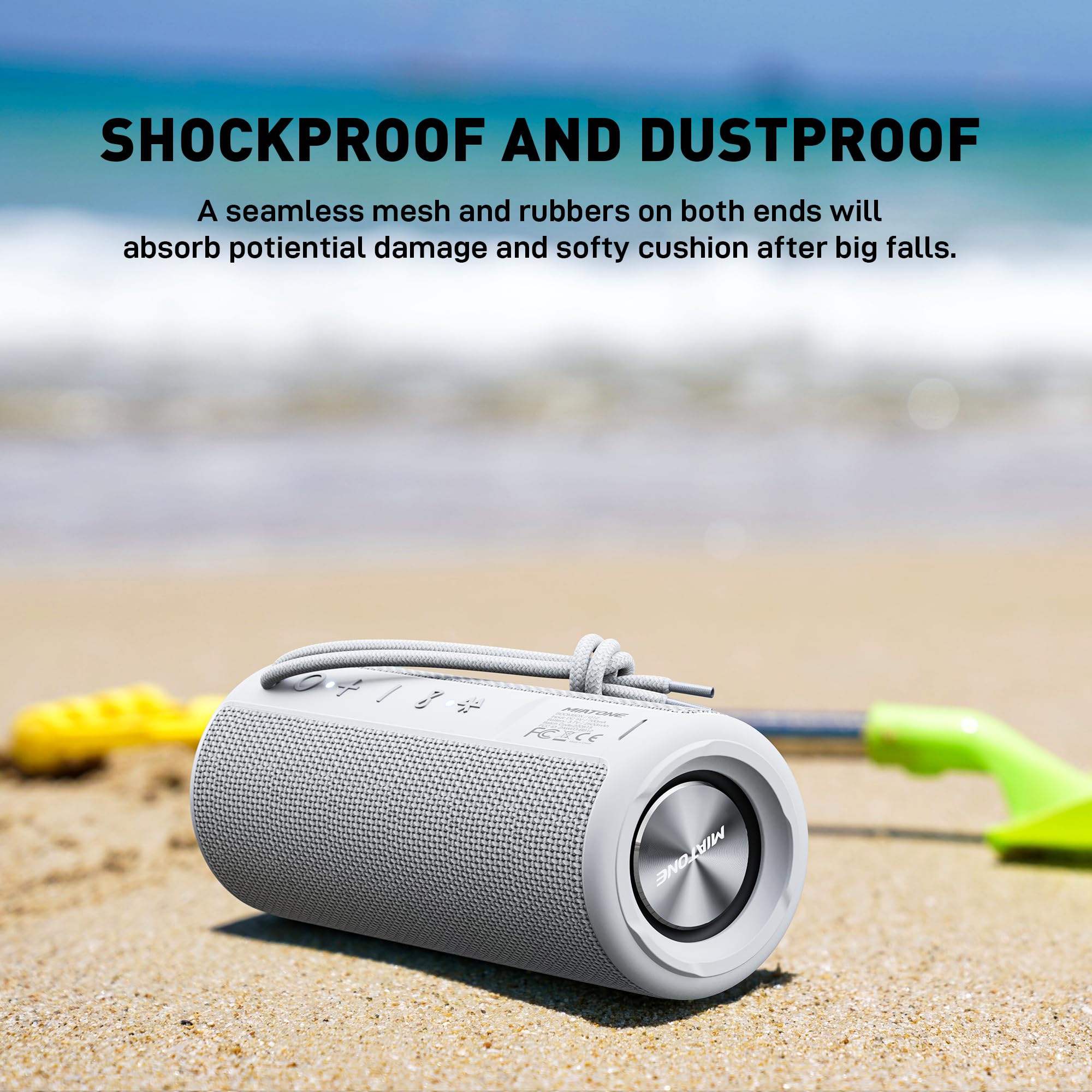 Miatone Portable Bluetooth Wireless Speaker Waterproof Shower Speaker   Grey