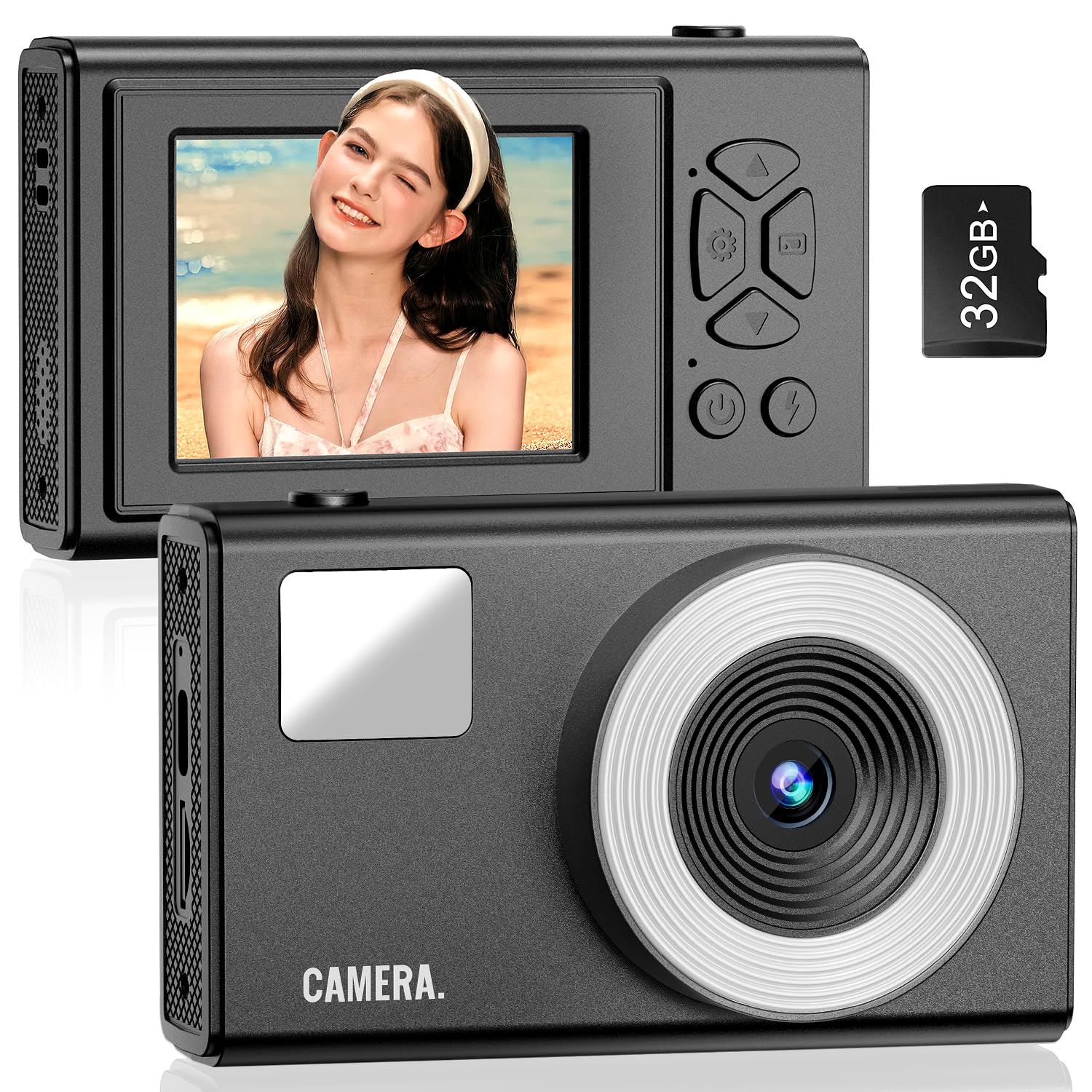 Cimelr Digital Camera, 48Mp Autofocus Uhd 4K Vlogging Camera 16X Digital Zoom, Anti Shake Portable Digital Point And Shoot Kids