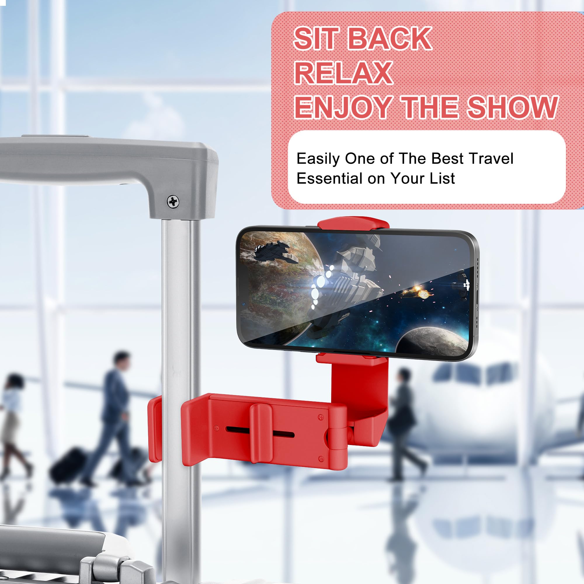 Perilogics Airplane Phone Holder Mount Universal In Flight Hands Free Viewing With Multi-Directional Dual 360 Degree Rotation (C