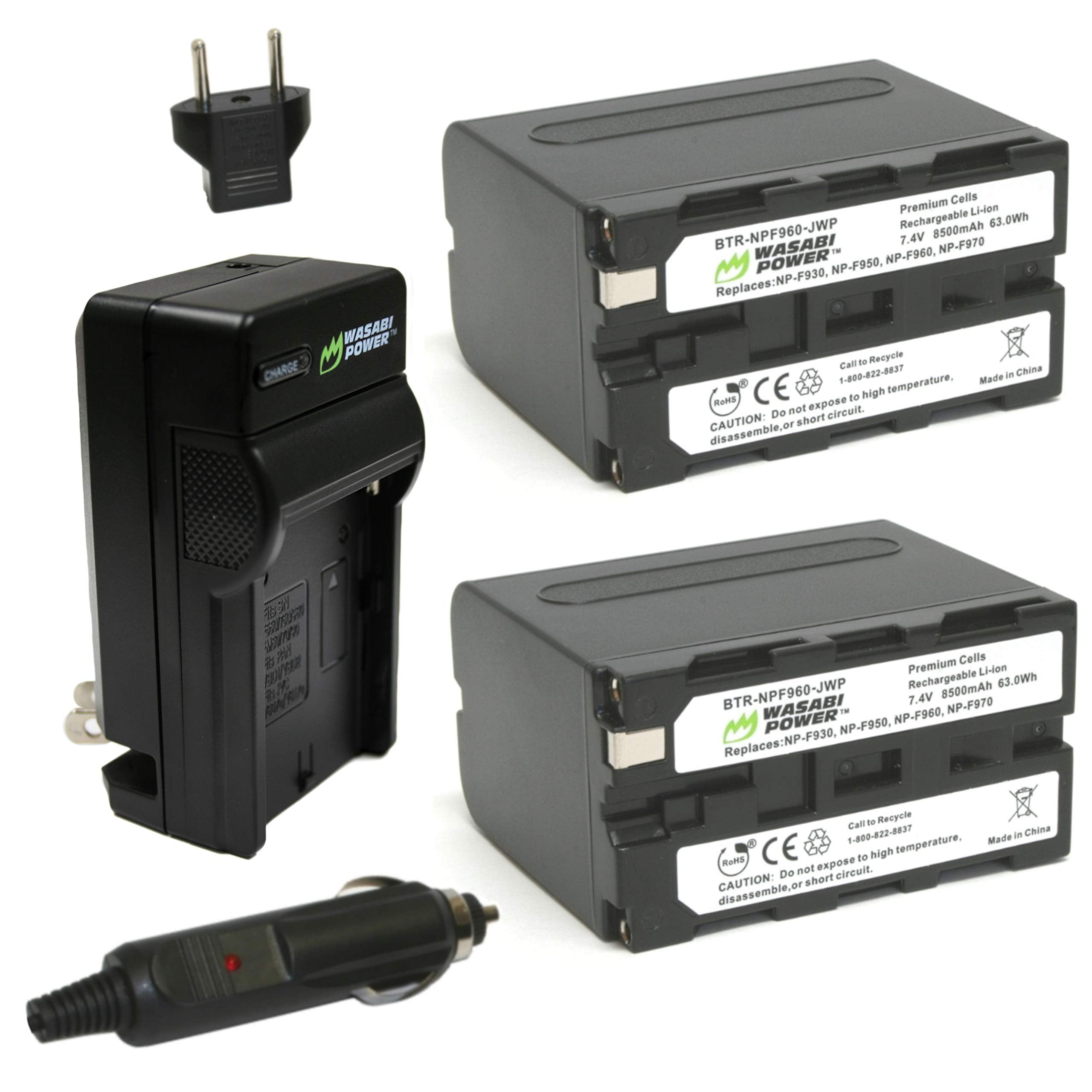 Wasabi Power Battery (2Pack) and Charger for Sony NPF950, NPF960, NPF970, NPF975 (L Series)