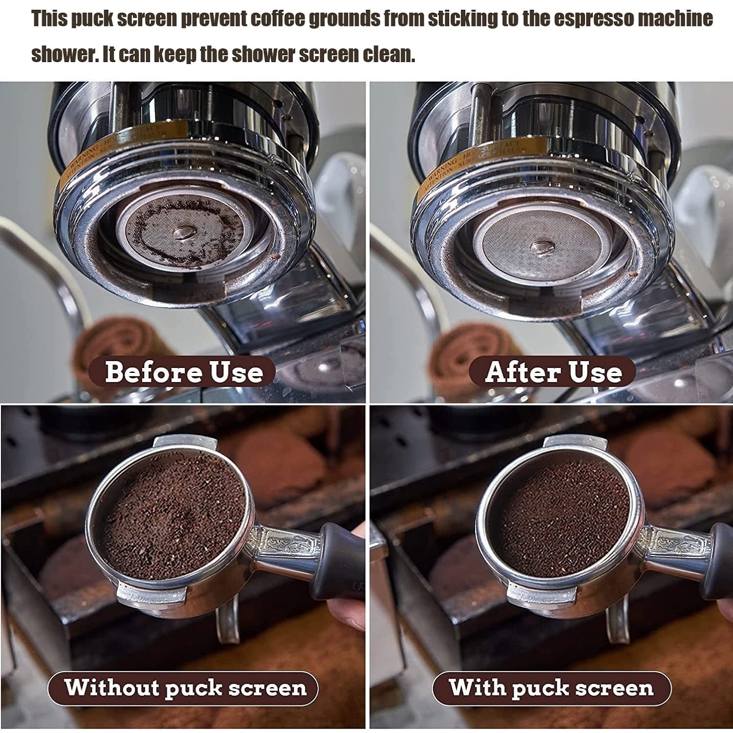 Vamotto 51Mm Espresso Puck Screen, 316 Stainless Steel Espresso Shower Screen Professional Barista Espresso Portafilter Screen F