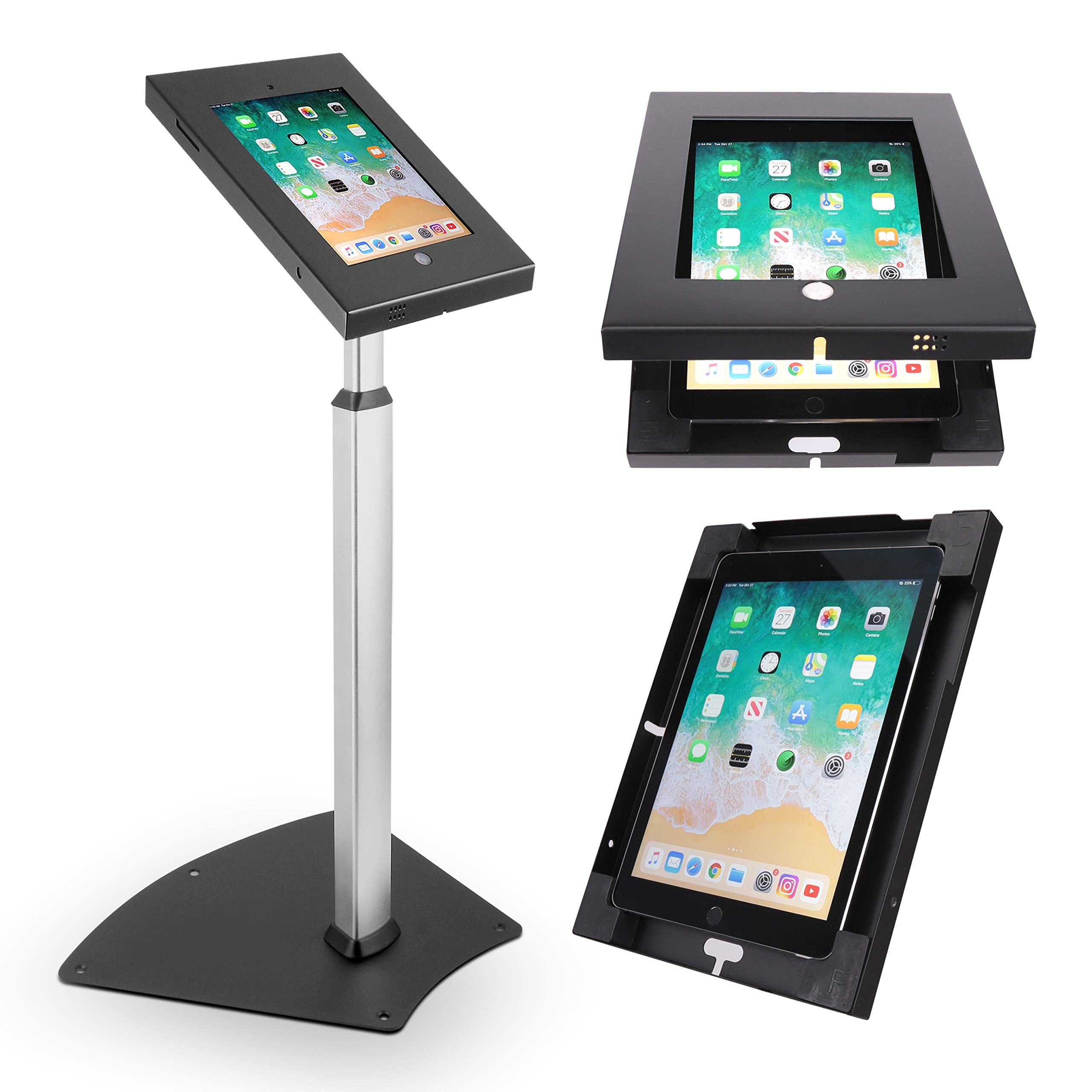Pyle Pspadlk55 Tamper Proof Anti Theft Ipad Kiosk Safe Security Public Floor Stand, Holder, Public Display Case With Adjustable
