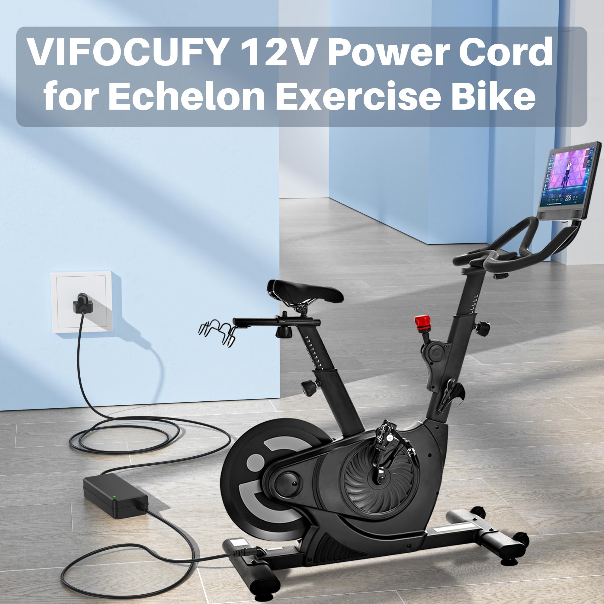 Vifocufy Power Cord For Echelon Connect Ex 4S Ex4S+ Ex4S Ex4S 10 Ch01 Ex4S Echex 4S15C 12V Charger Power Supply For Echelon Spin