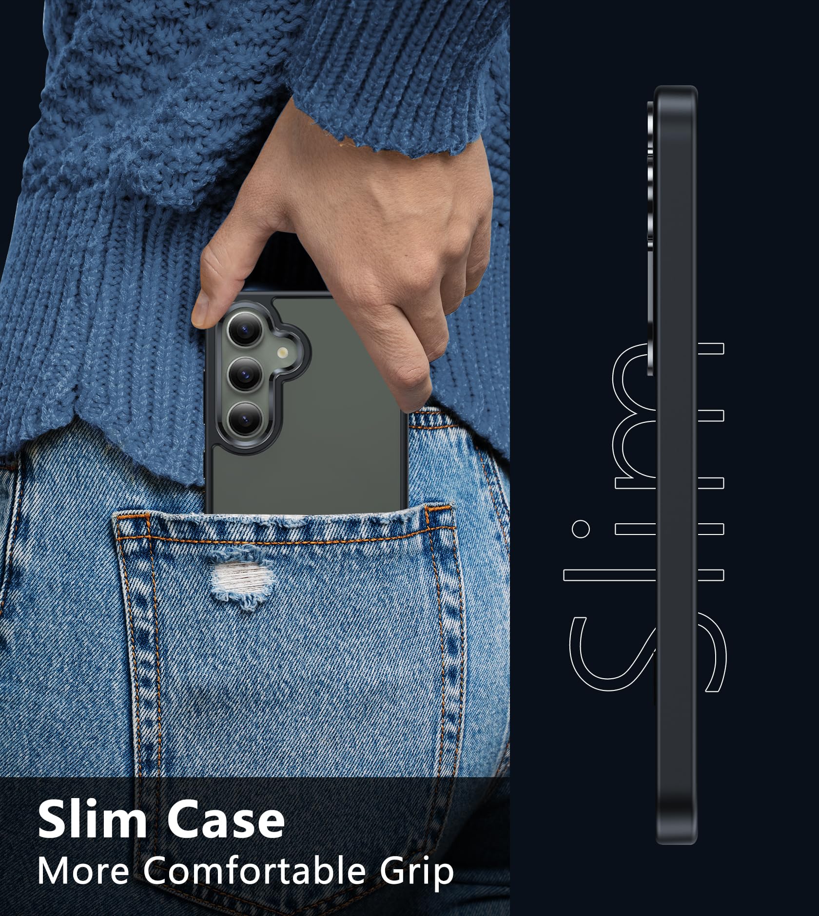 Fntcase For Samsung Galaxy S24 Case: Translucent Matte Slim Phone Cases | Military Grade Protection Shockproof Protective Cell P