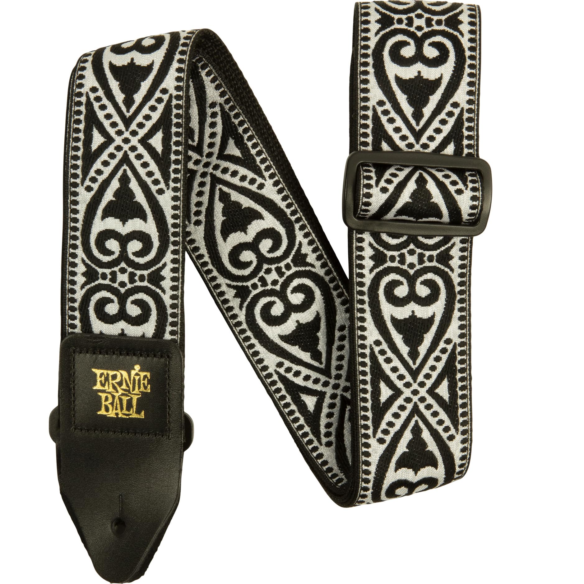 Ernie Ball Jacquard Guitar Strap, Black Heart (P05345), 41 - 72