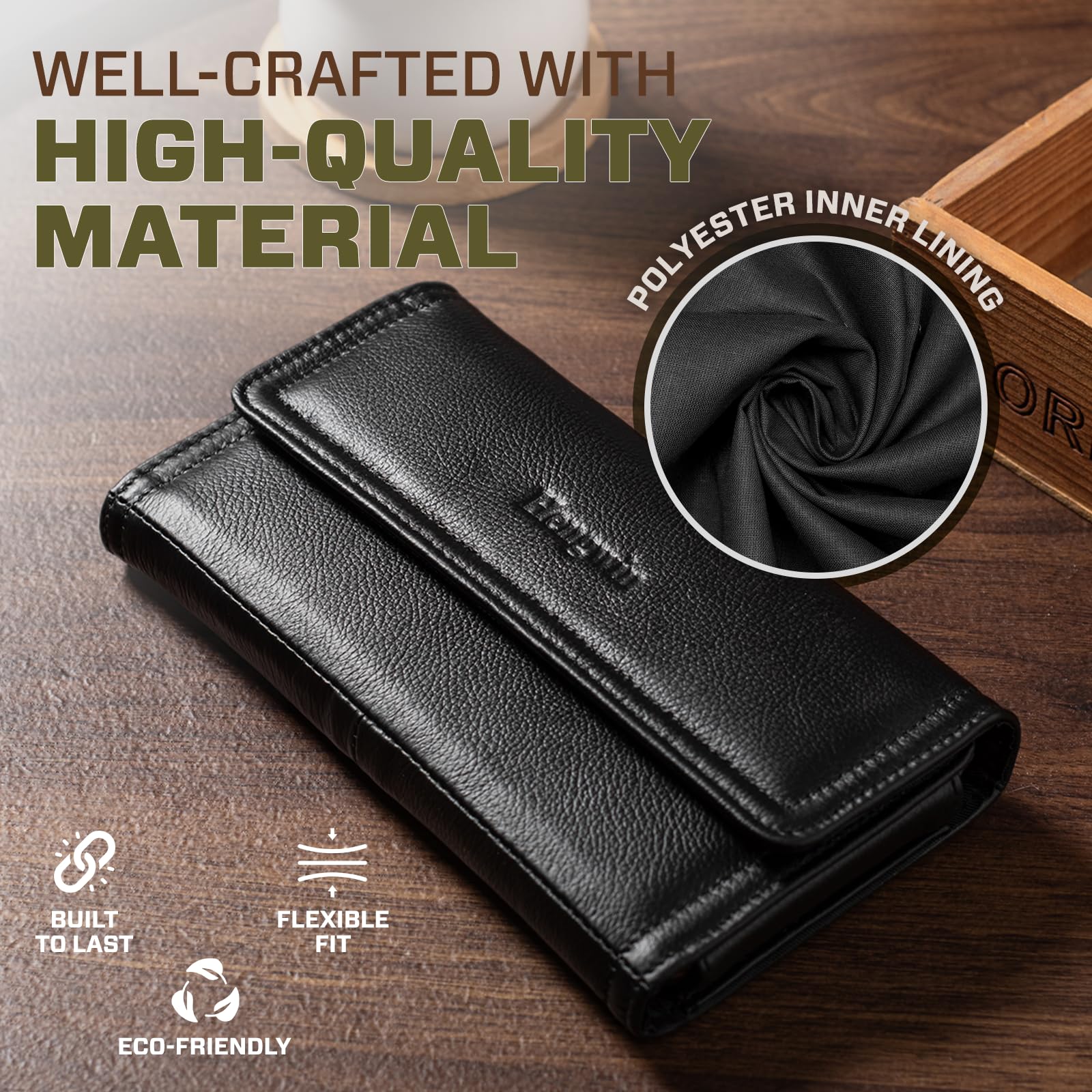 Hengwin Horizontal Leather Phone Holster Fits For Samsung Galaxy S25+ S24+ A54 Iphone 16 Plus 15 Plus 14 Pro Max 13 Pro Max 12 P