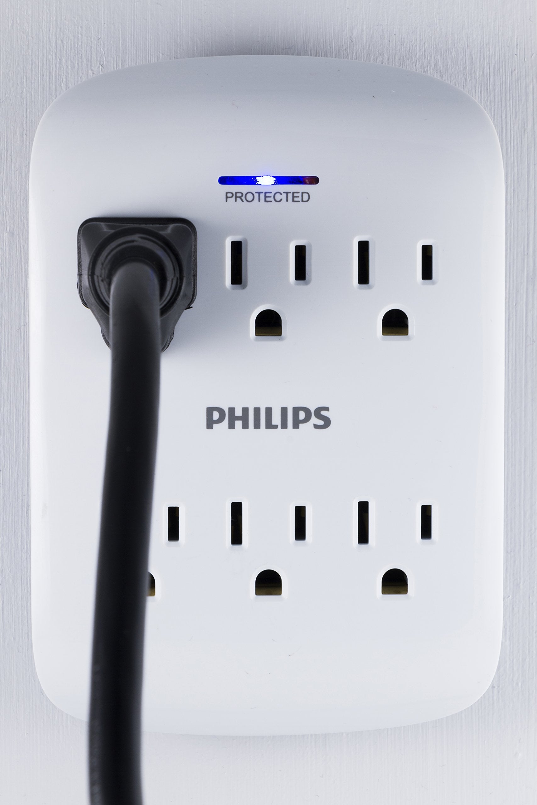 Philips Philips 6 Outlet Extender Surge Protector, 2 Pack, Wall Tap, 900 Joules, 3 Prong, Space Saving Design, Protection Indica