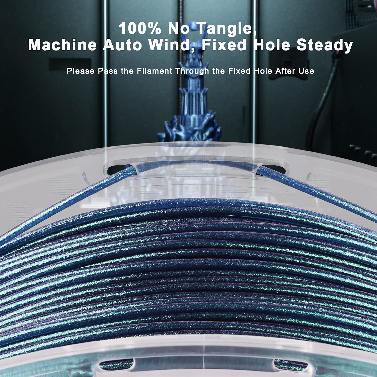 Amolen Pla 3D Printer Filament,Pla Filament 1.75Mm Shiny Filament Color Change Purple Blue,3D Printing Filament 1Kg/2.2Lb