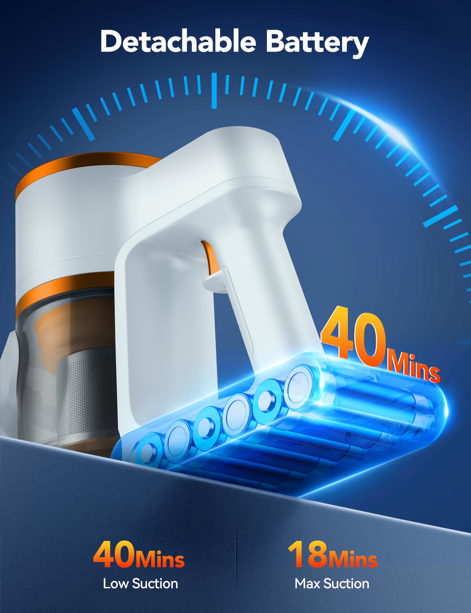 Qikcln Cordless Vacuum Cleaner, 23Kpa Vacuum Cleaner With Rechargeable Battery, Household Vacuum With 40 Mins Runtime And 2 Spee