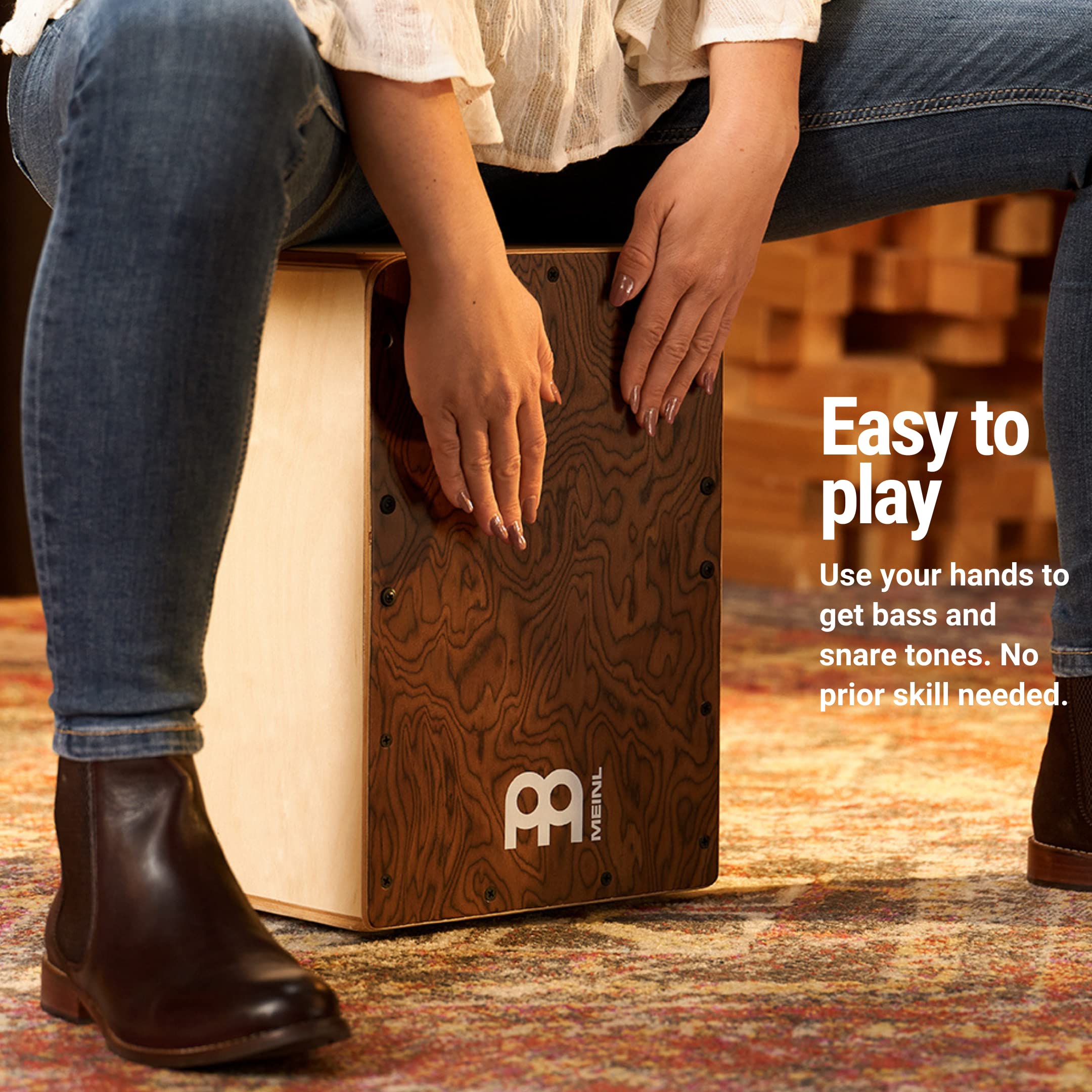 Meinl Percussion Jam Cajon Box Drum With Snare And Bass Tone For Acoustic Music   Made In Europe   Baltic Birch Wood, Play With Your Hands, 2 Year Warranty (Jc50Bw)