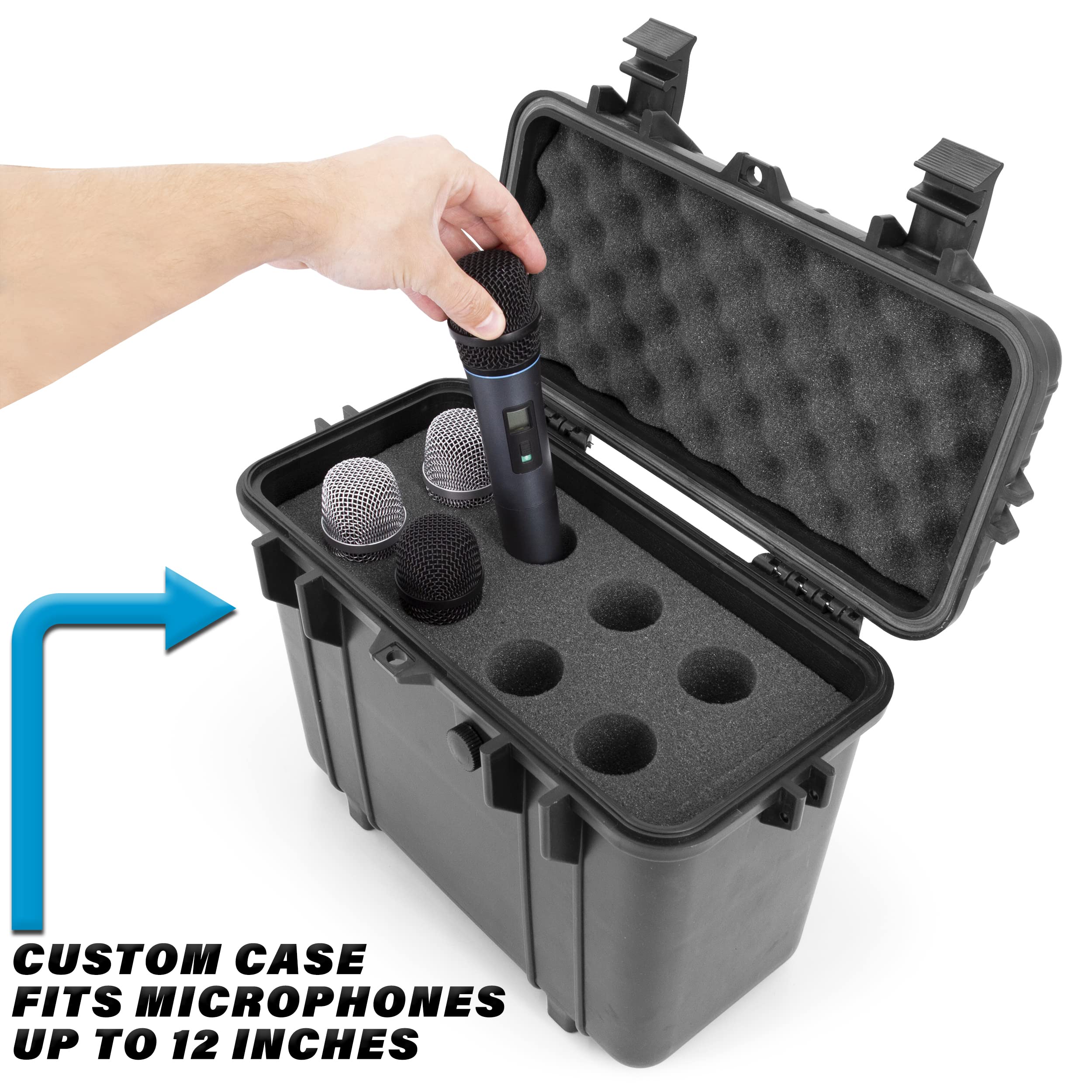 Casematix Microphone Hard Case For 8 Mics Compatible With Sennheiser, Shure, Audio-Technica Microphones And Other Wireless Mic S