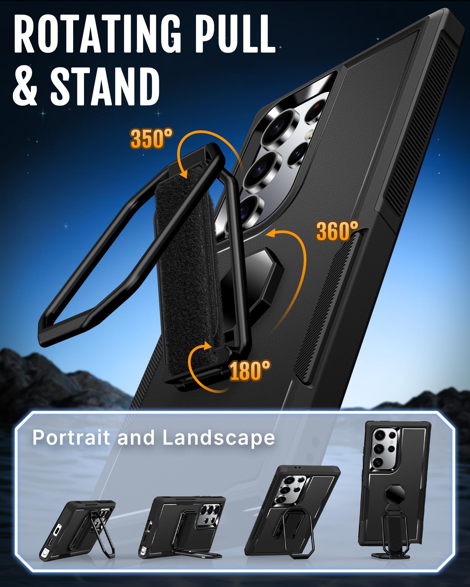 Shields Up For Samsung Galaxy S23 Ultra Case With Stand (Two-Way Stand & Finger Strap), Galaxy S23 Ultra Phone Grip Case With Do