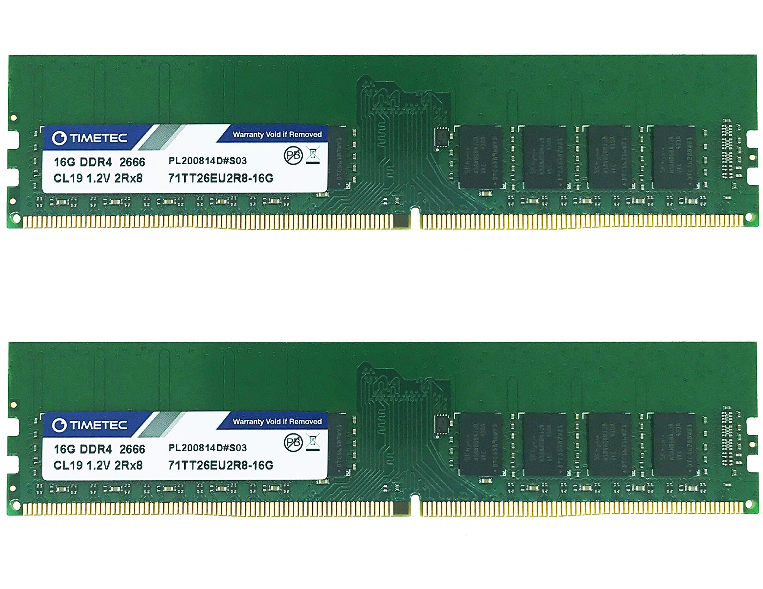 Timetec Hynix Ic 32Gb Kit (2X16Gb) Ddr4 2666Mhz Pc4 21300 Unbuffered Ecc 1.2V Cl19 2Rx8 Dual Rank 288 Pin Udimm Server Memory Ra