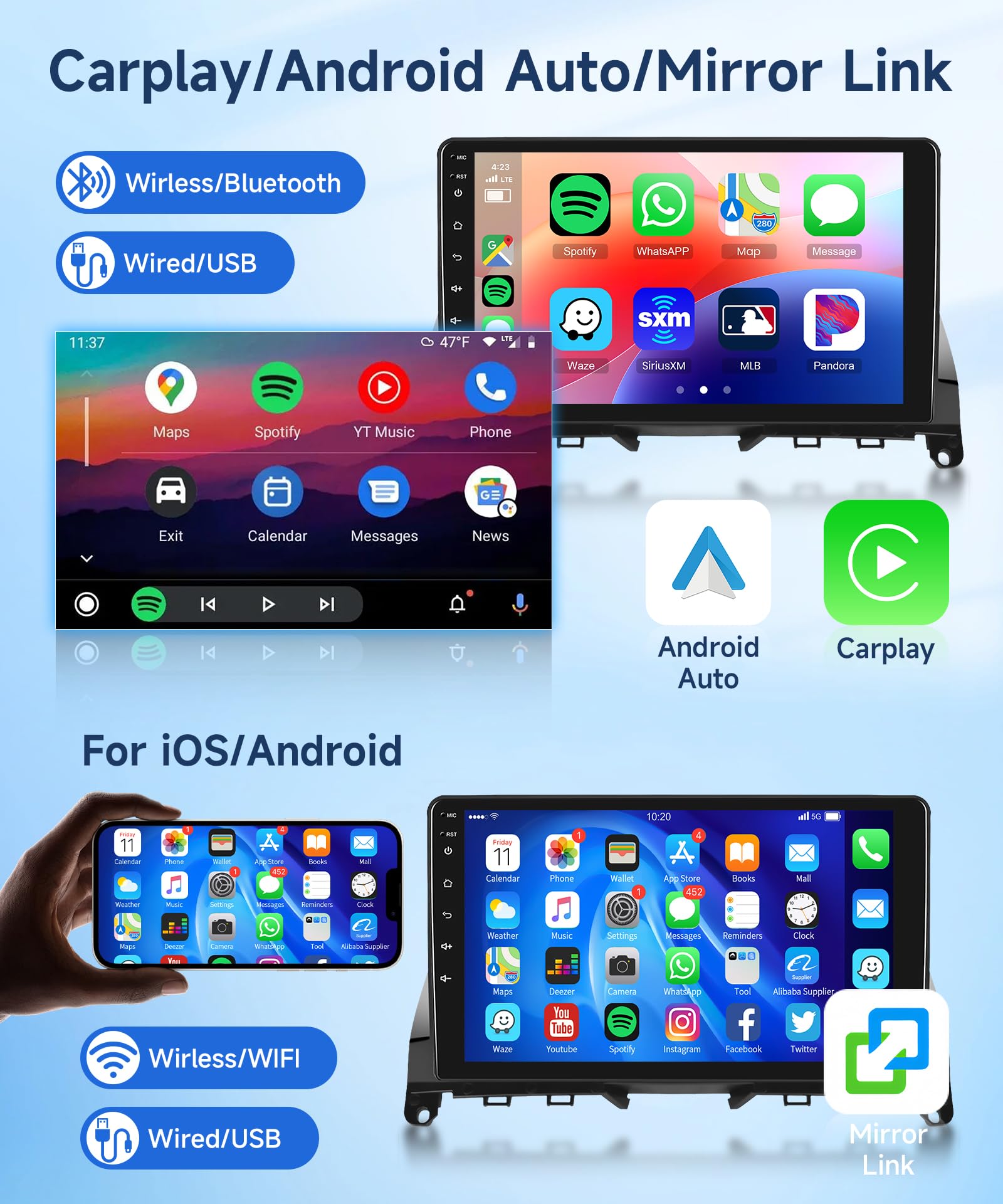 2G 64G Android Car Stereo Radio Carplay For Mercedes Benz C Class C180 C200 C230 C250 C300 C350 W204 S204 2006 2011, Rimoody 9 T