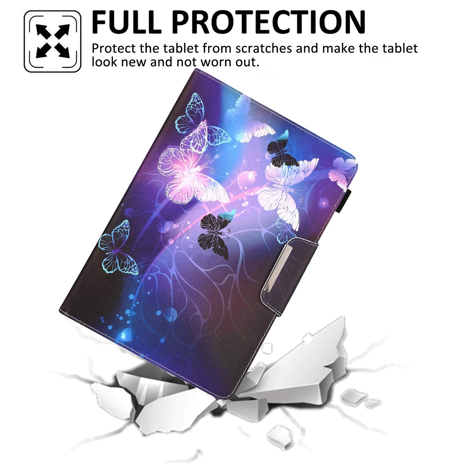 9.5 10.5 Inch Tablet Case, Universal Protective Cover Stand Folio Case For 9 10 10.1 Inch Android Touchscreen Tablet, Purple But