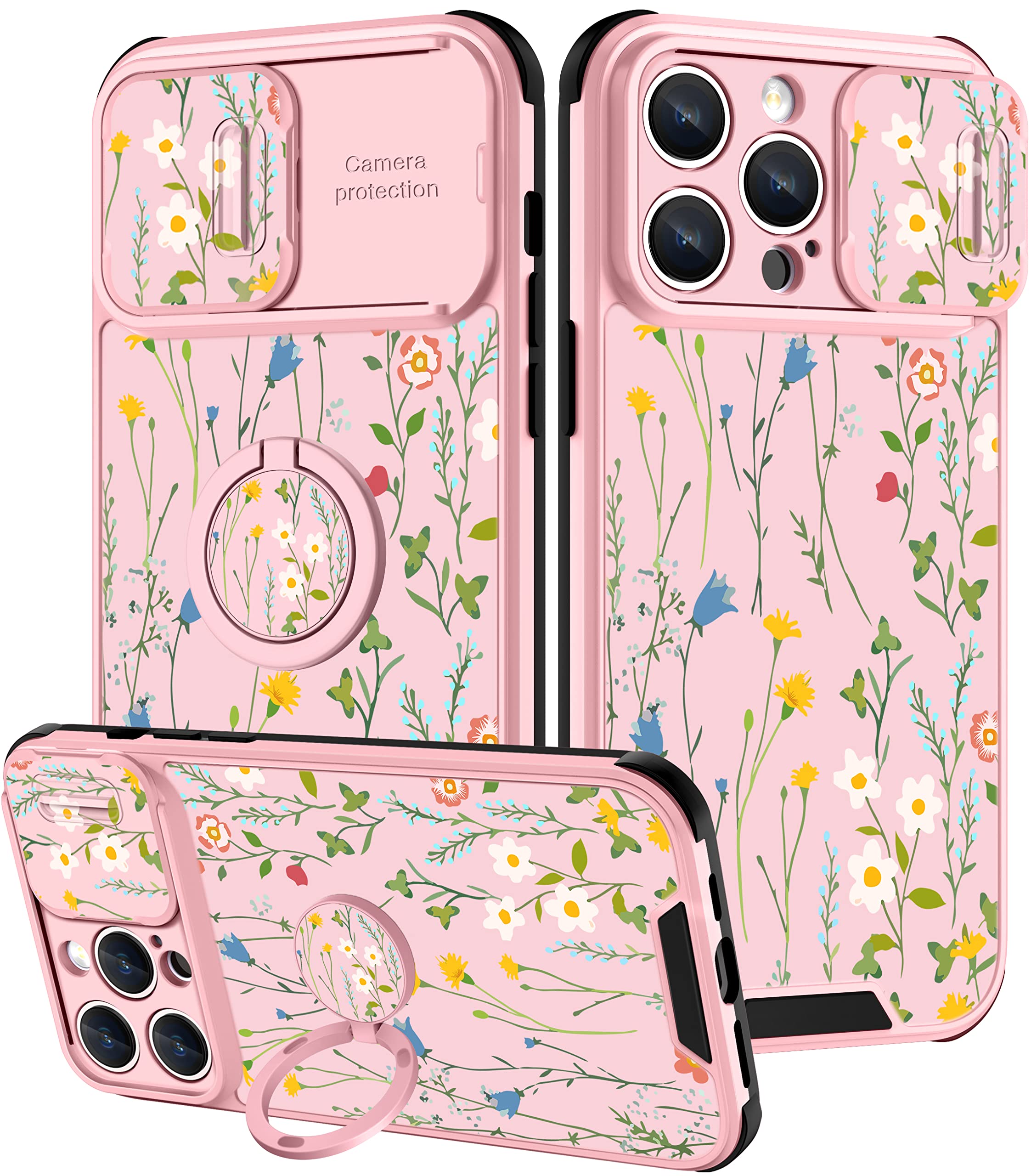 Goocrux (2In1 For Iphone 14 Pro Max Case Floral Flowers For Women