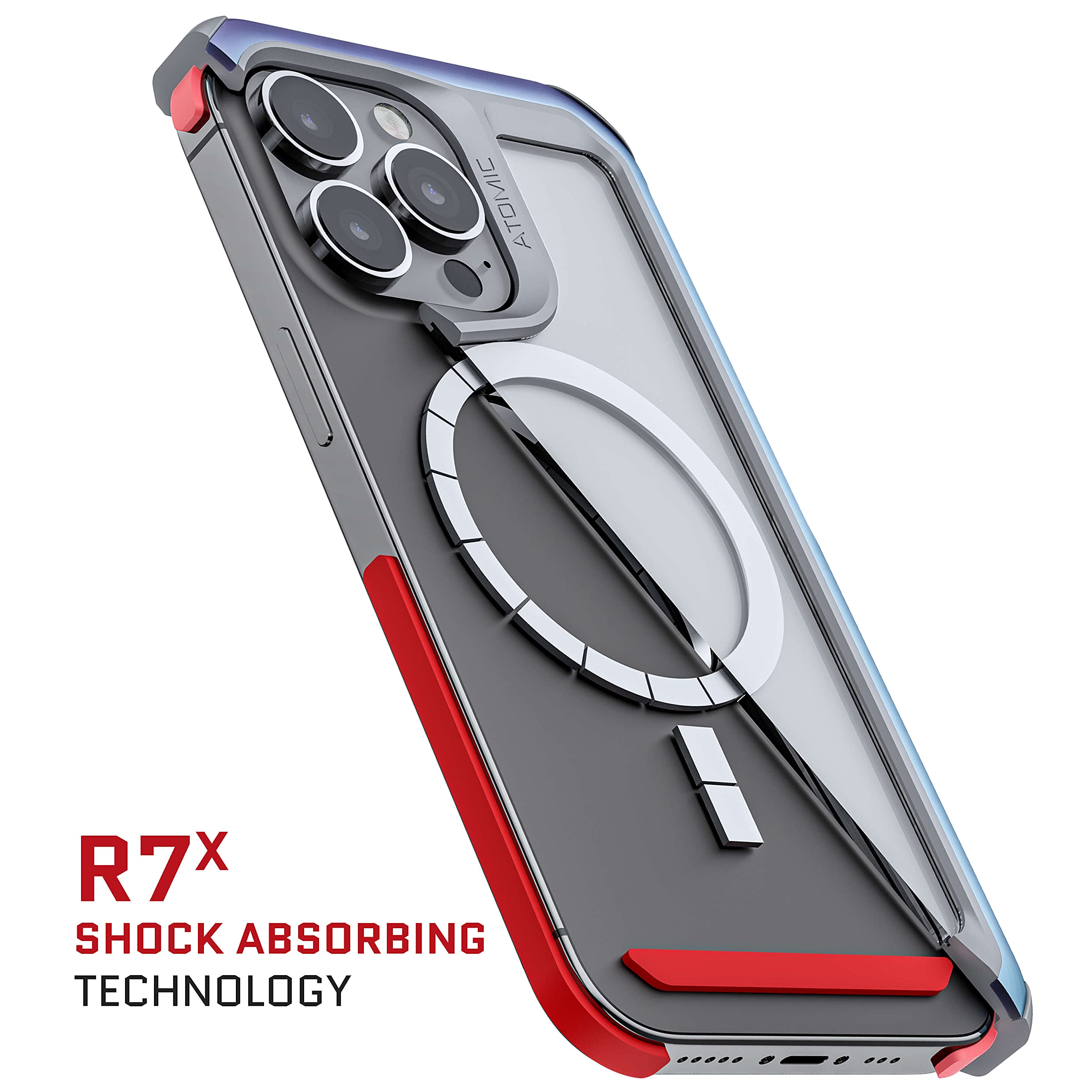 Ghostek Atomic Slim Iphone 13 Case With Ring Magsafe Magnet And Iridescent Design Aluminum Metal Bumper Heavy Duty Protection Pr