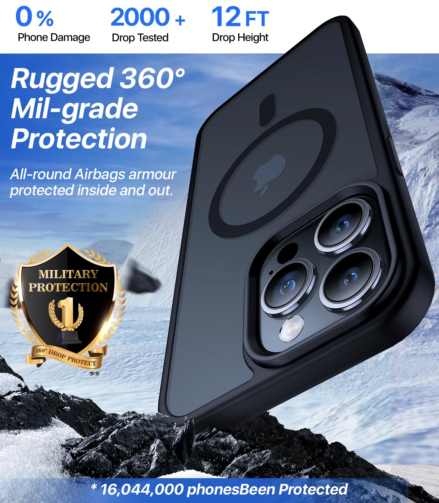 Aulofe Magnetic Shockproof For Iphone 16 Pro Max Case, Skin Friendly[Compatible With Magsafe] [Military Grade Drop Protection]An