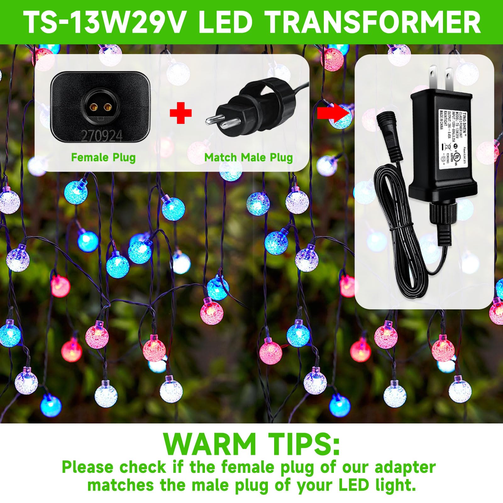 Nehbujin Led Transformer 29V 13W Led Power Supply Model Ts 13W29V Replacement Parts Ip44 Us Plug Adapter, Seasonal Use Led Drive