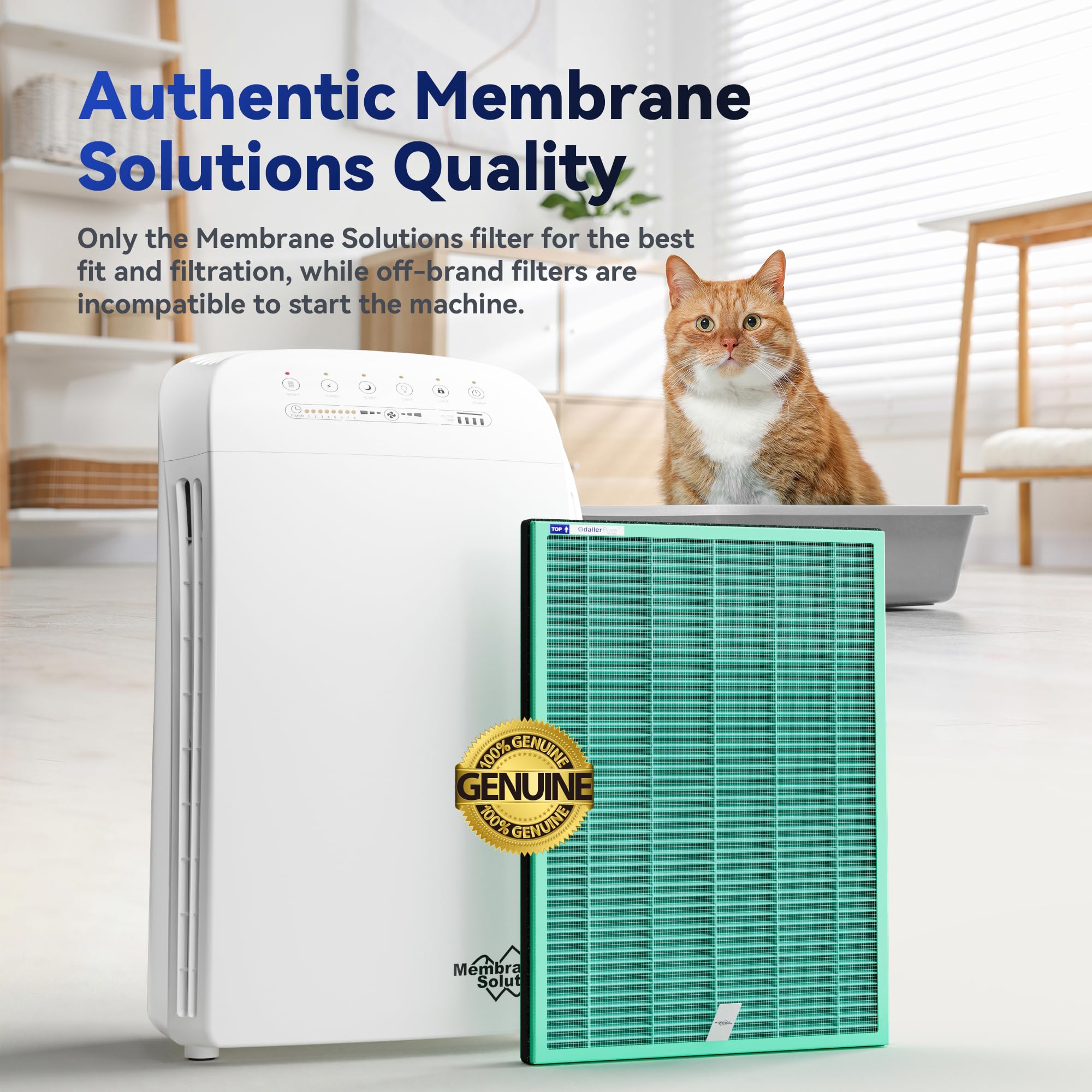 Membrane Solutions Msa3/Msa3S Genuine Pet Odor Removal Air Purifier Filter Replacement 1 Pack, Upgraded 4 In 1 H13 True Hepa Fil