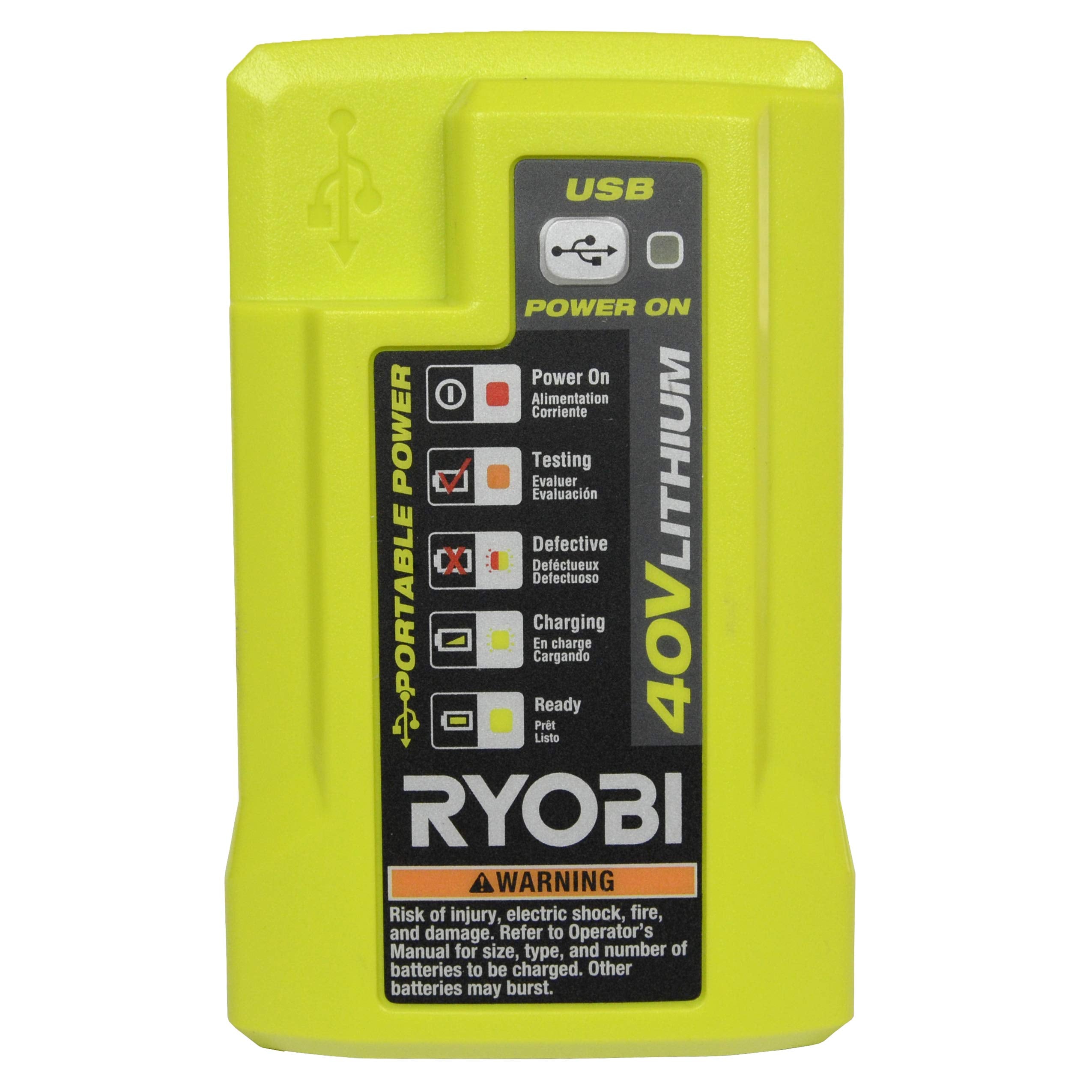 Ryobi Op403 Lithium Ion 40 Volt Battery Charger W/Usb Plug In