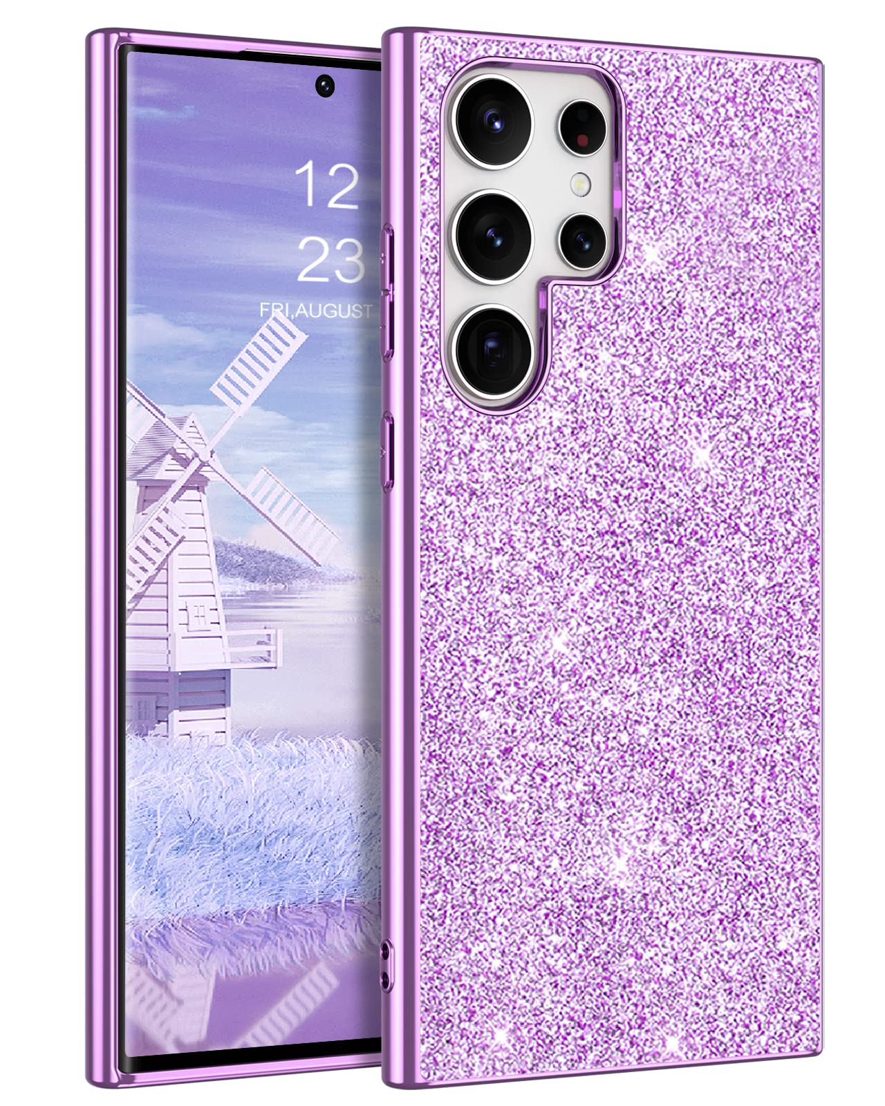 Yinlai Samsung Galaxy S23 Ultra Case, 6.8 Inch Glitter Bling Sparkly Shiny Slim Women Girls Hybrid Soft Smooth Shockproof Protec