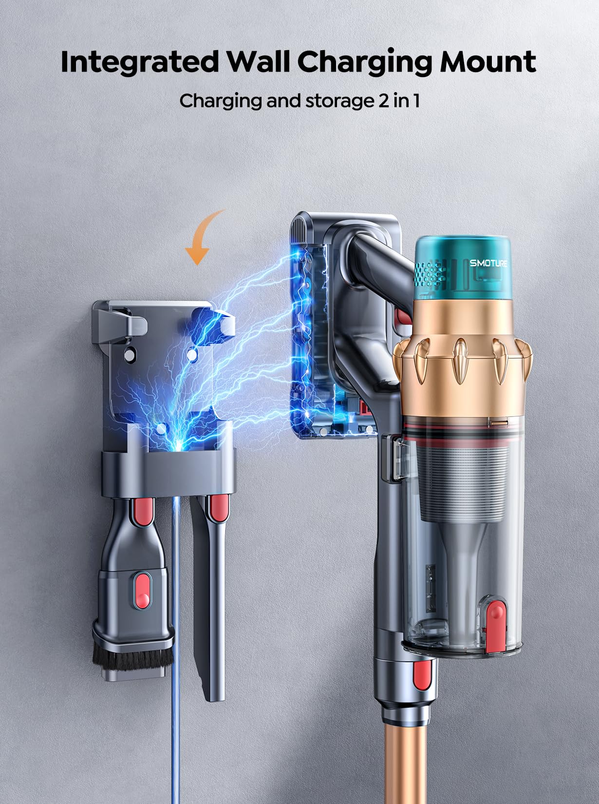 Cordless Vacuum Cleaner, 550W 45Kpa 60 Mins Runtime Self Standing Vacuum Cleaners For Home, Stick Vacuum With Charging Dock Stat