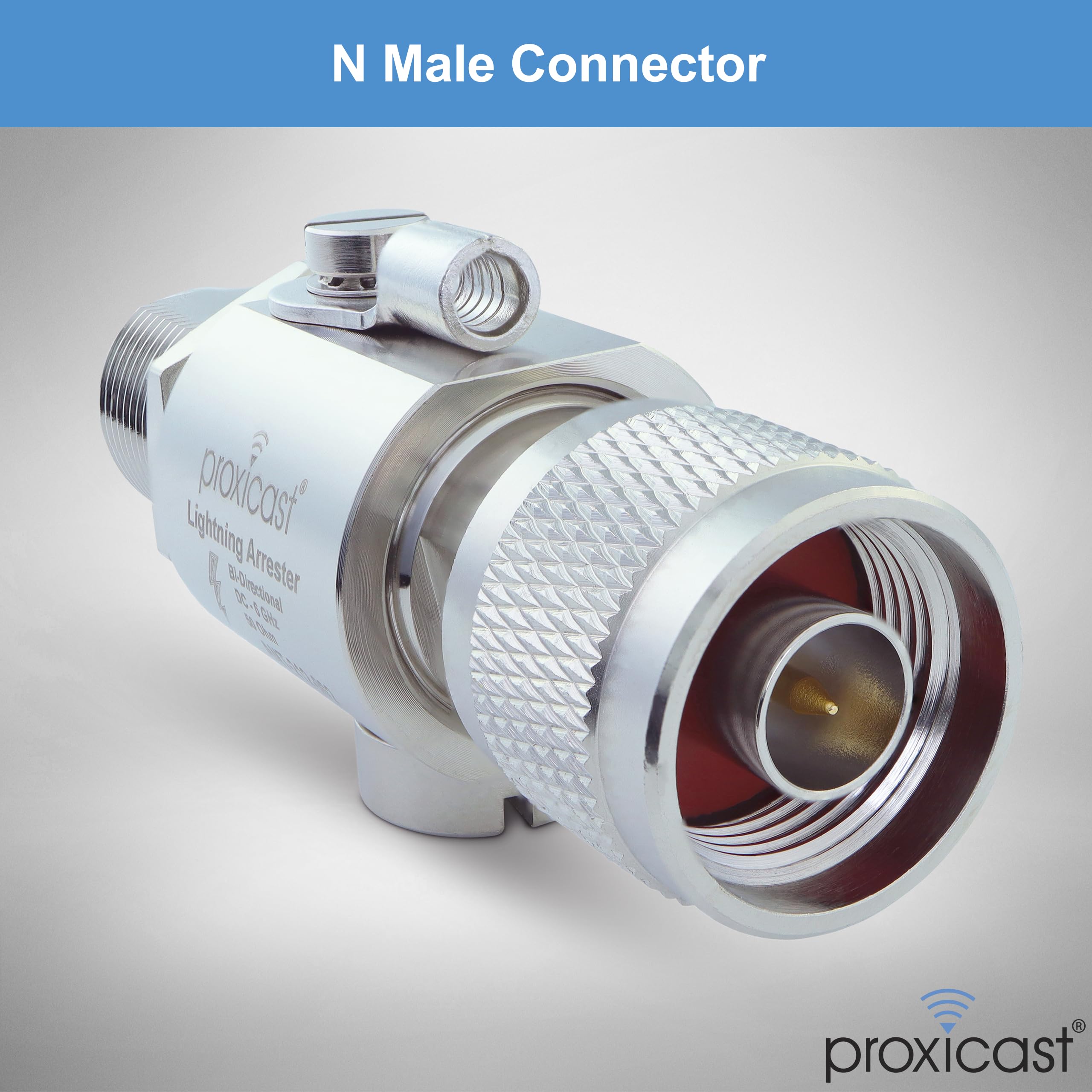 Proxicast Coaxial Lightning Arrester For 0 To 6 Ghz (N Male/N Female)   Pro Grade 230V Antenna Lightning Protector For 4G, Lte, 5G, Wi Fi, 900Mhz, Helium, Lora And Other Outside Antennas (Ant 212 002)
