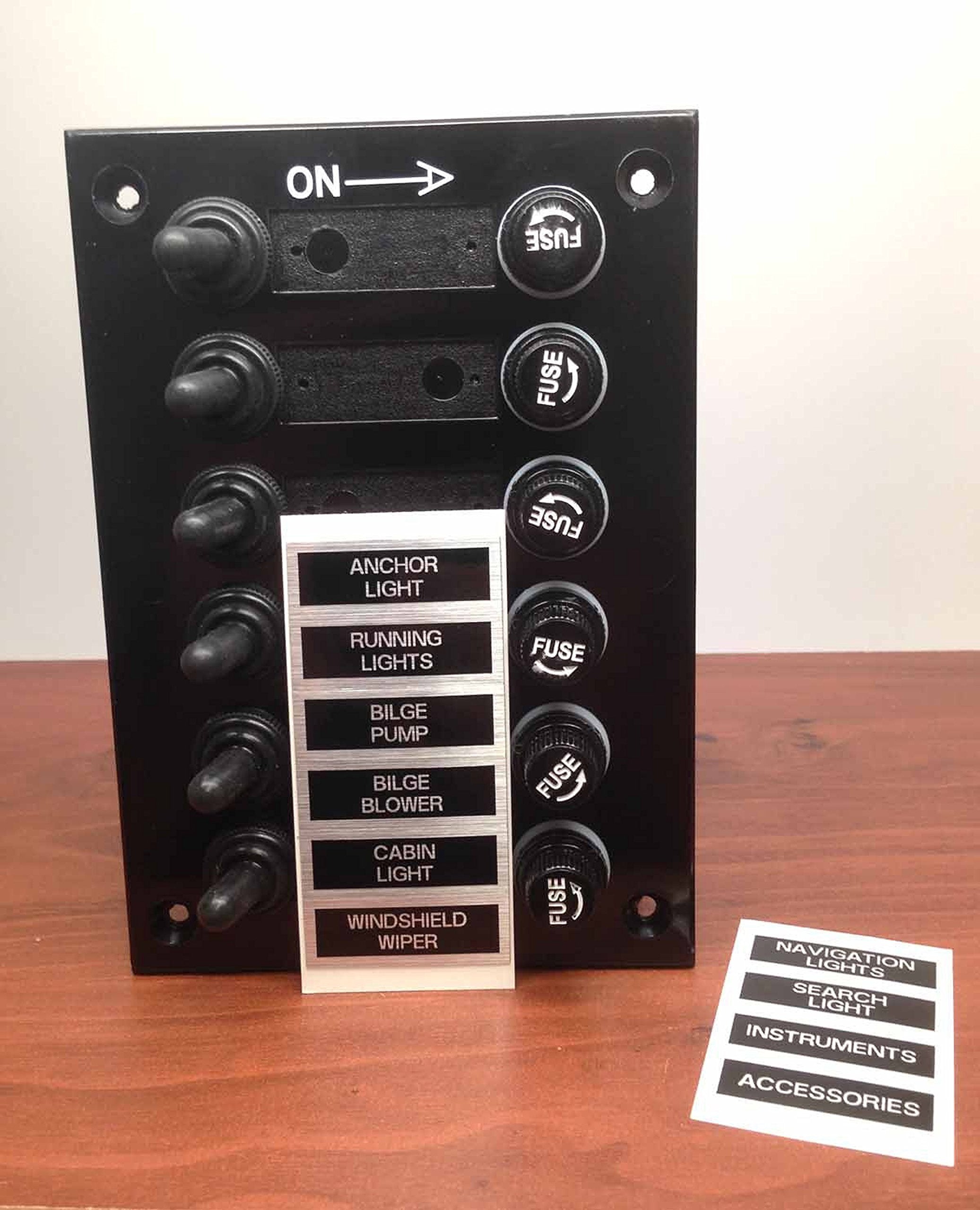 Pactrade Marine Boat 6 Gang Bakelite Plate Switch Panel With 5A Fuses Neoprene Toggle