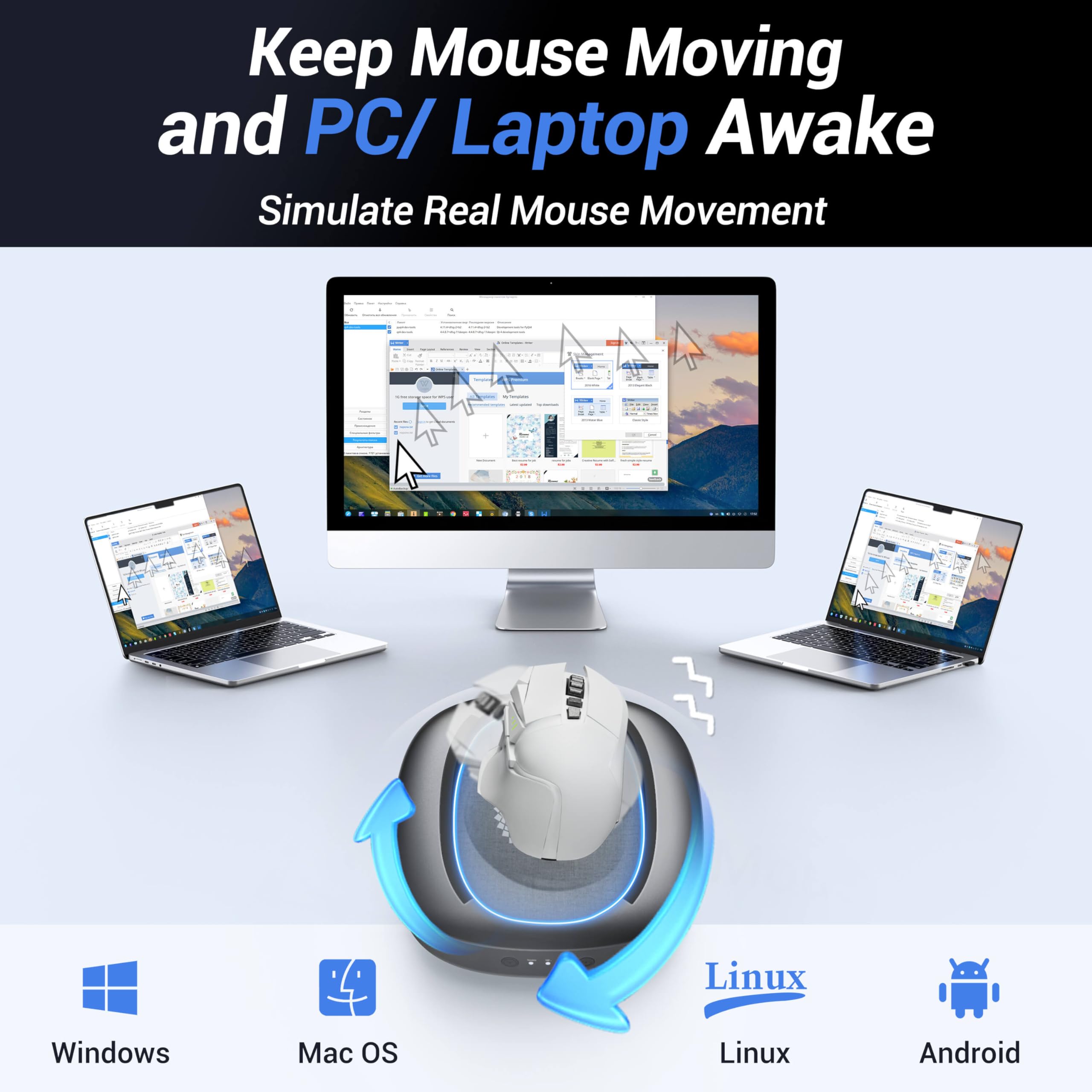 Mekass Mouse Jiggler Undetectable With Timer, Ultra Silent Mouse Mover Device To Keep Computer Pc Laptop Alive, Automatic Mouse