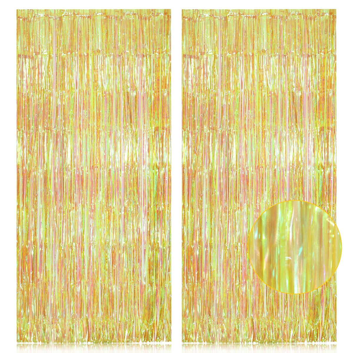 2 Pack Neon Green Foil Fringe Backdrop Curtains Party Decoration, 3.2 X 8.2 Ft Tinsel Backdrop Curtains For Parties Photo Booth