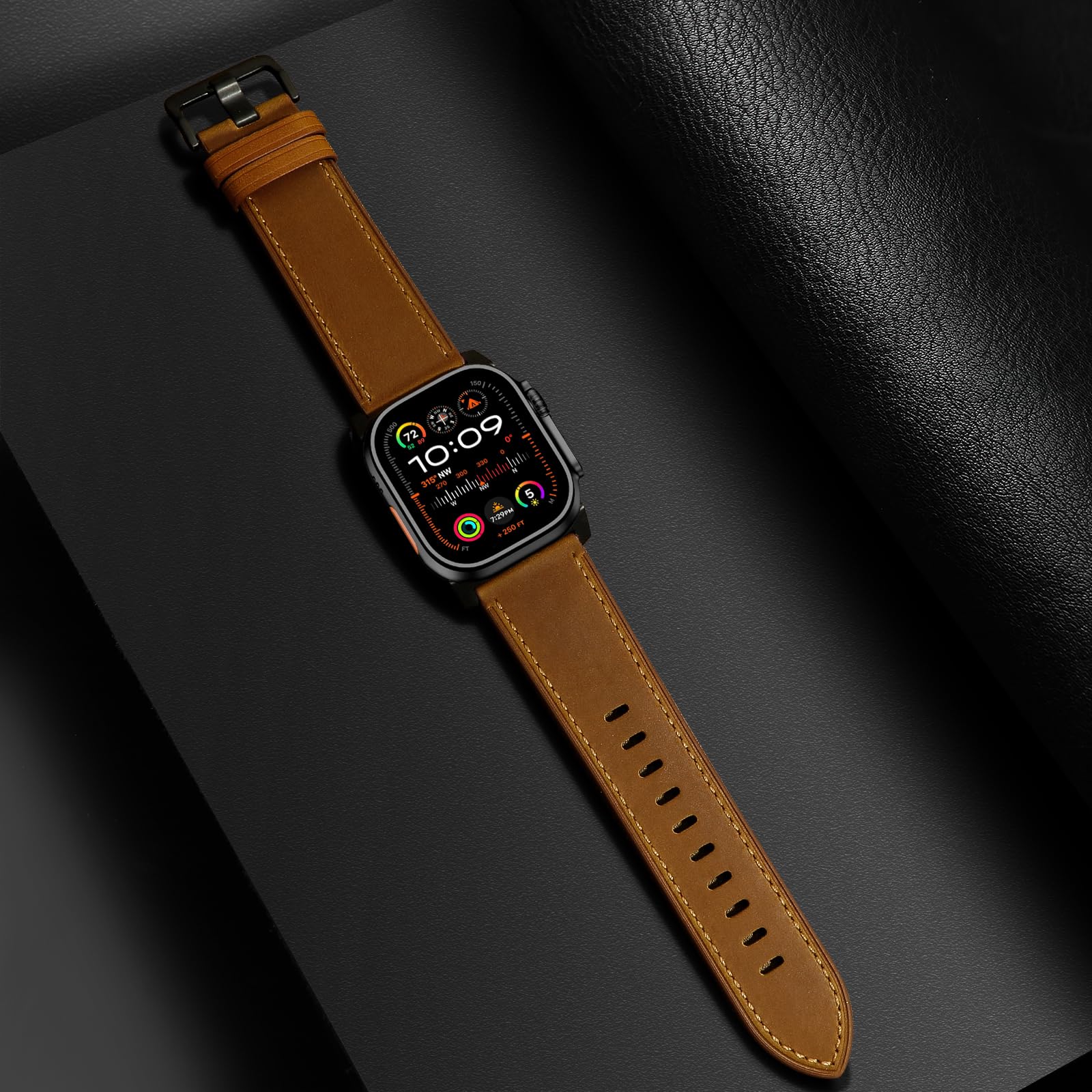 Uupwpokt Compatible With Apple Watch Band 42Mm 41Mm 40Mm 38Mm Men Women, Top Grain Genuine Leather Band Strap For Iwatch Series