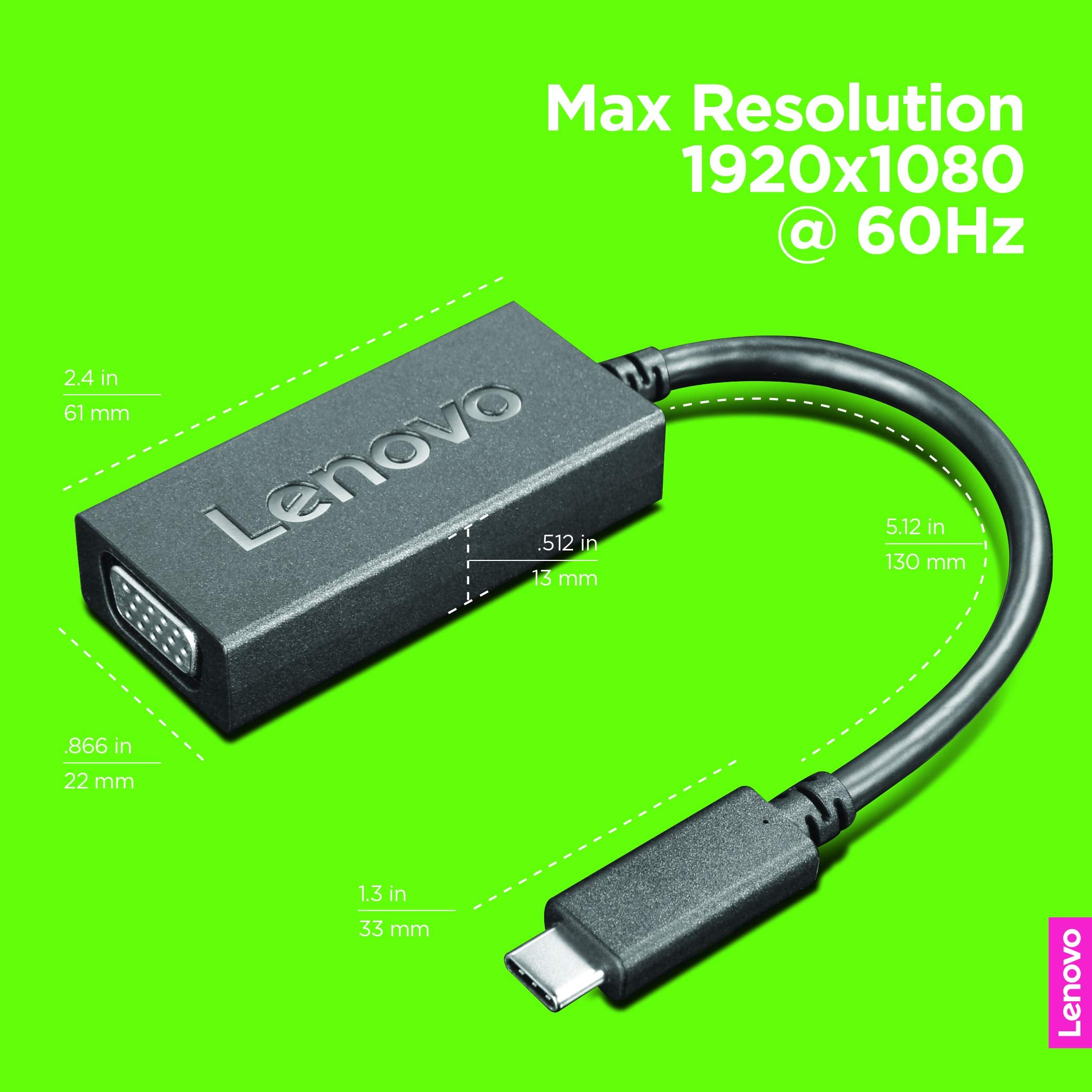 Lenovo USB-C to VGA Adapter GX90M44578 Black