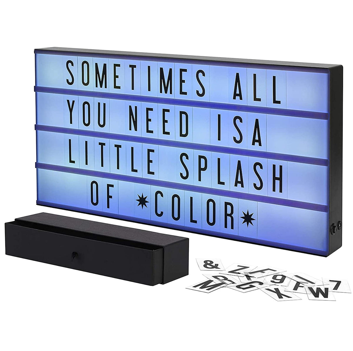 My Cinema Lightbox - Xxl Cinema Light Box, 24'' X 12'' - 3 Modi Light Up Letter Board With 160 Letters, Numbers, Sign - White Le