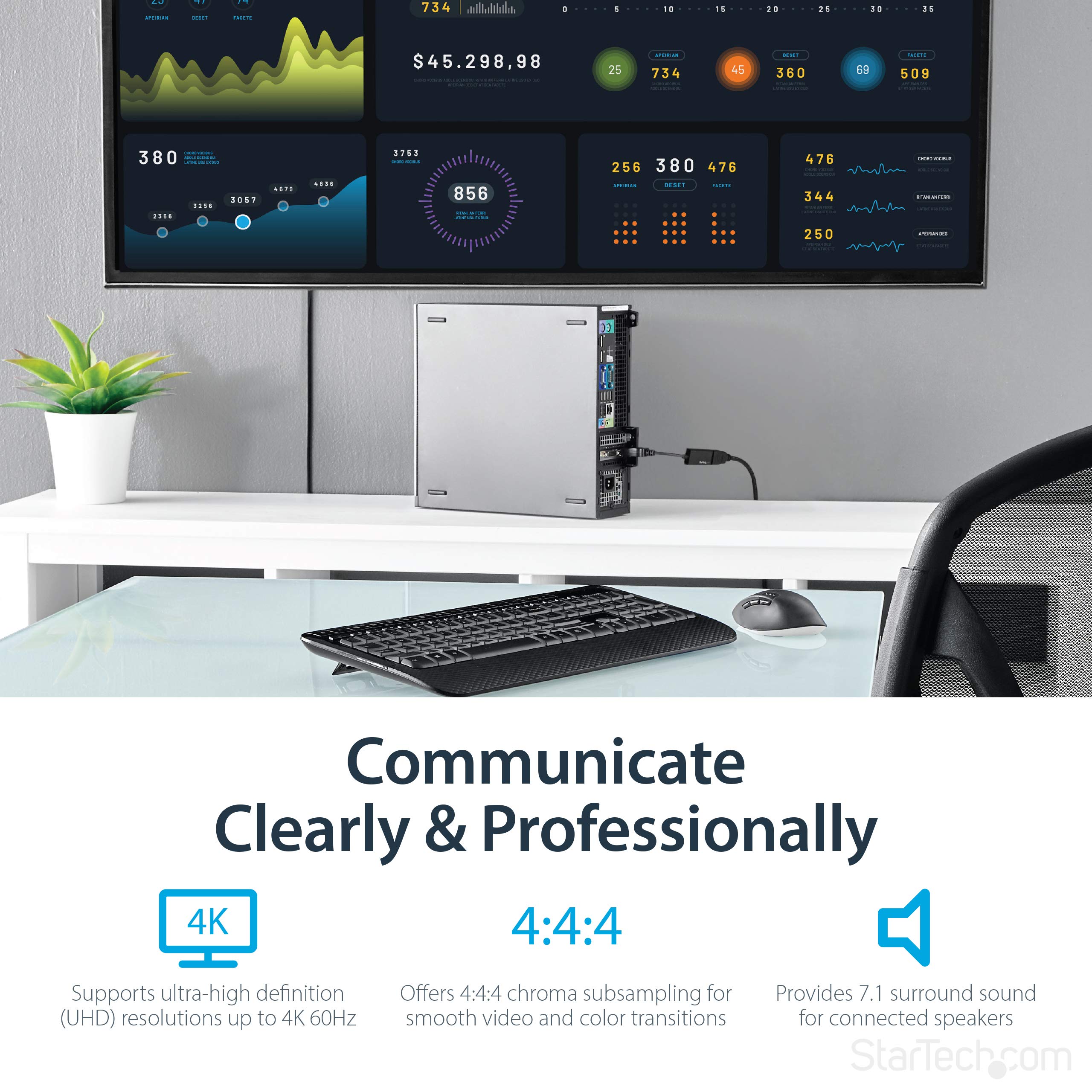 Startech.Com Displayport To Hdmi Adapter - 4K 60Hz Active Dp 1.4 To Hdmi 2.0 Video Converter - Dp To Hdmi Monitor/Tv/Display Cab