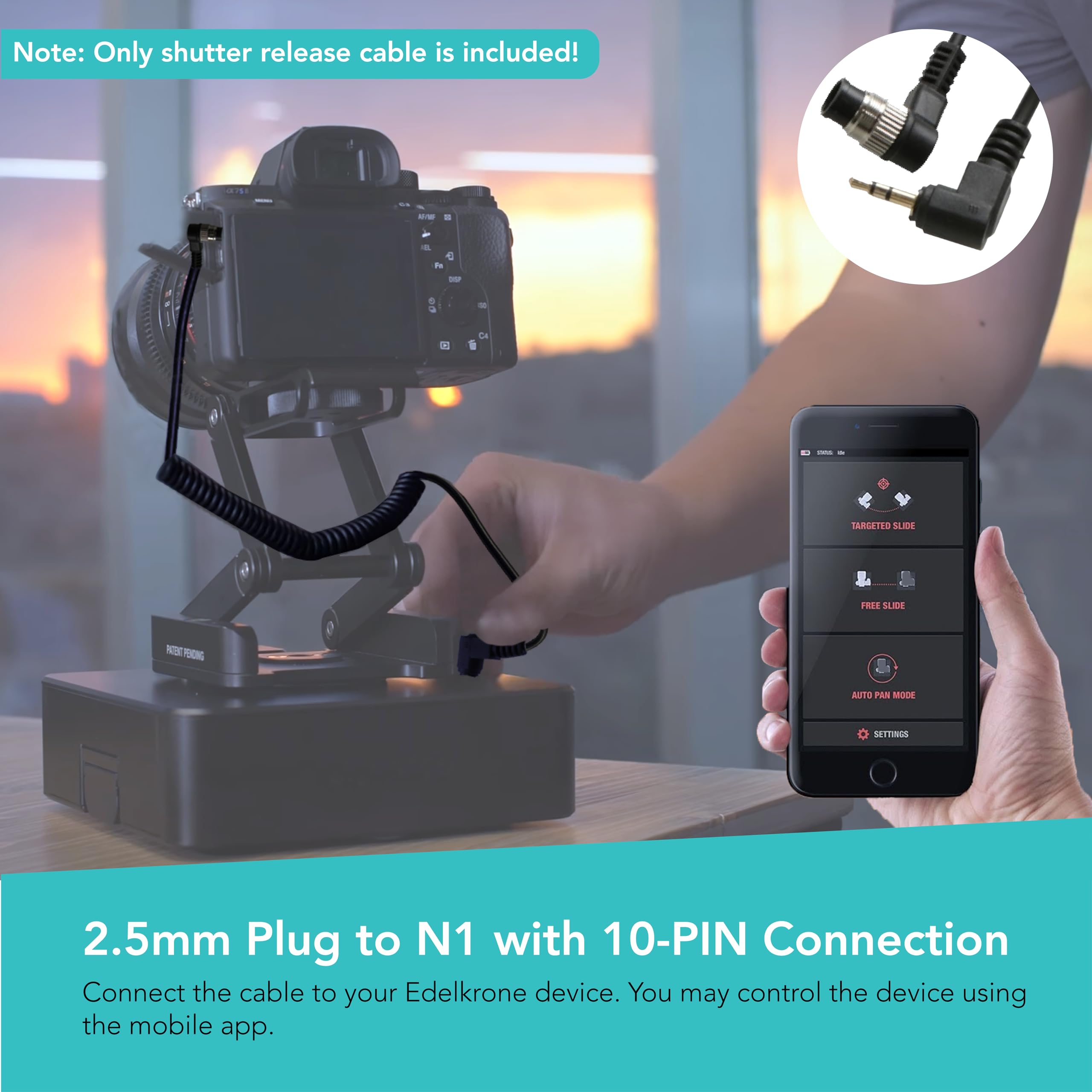 Foto&Tech 2.5Mm N1 10 Pin Remote Control Shutter Release Cable For Edelkrone Surface One 2 Axis Smart Motion Control System Comp