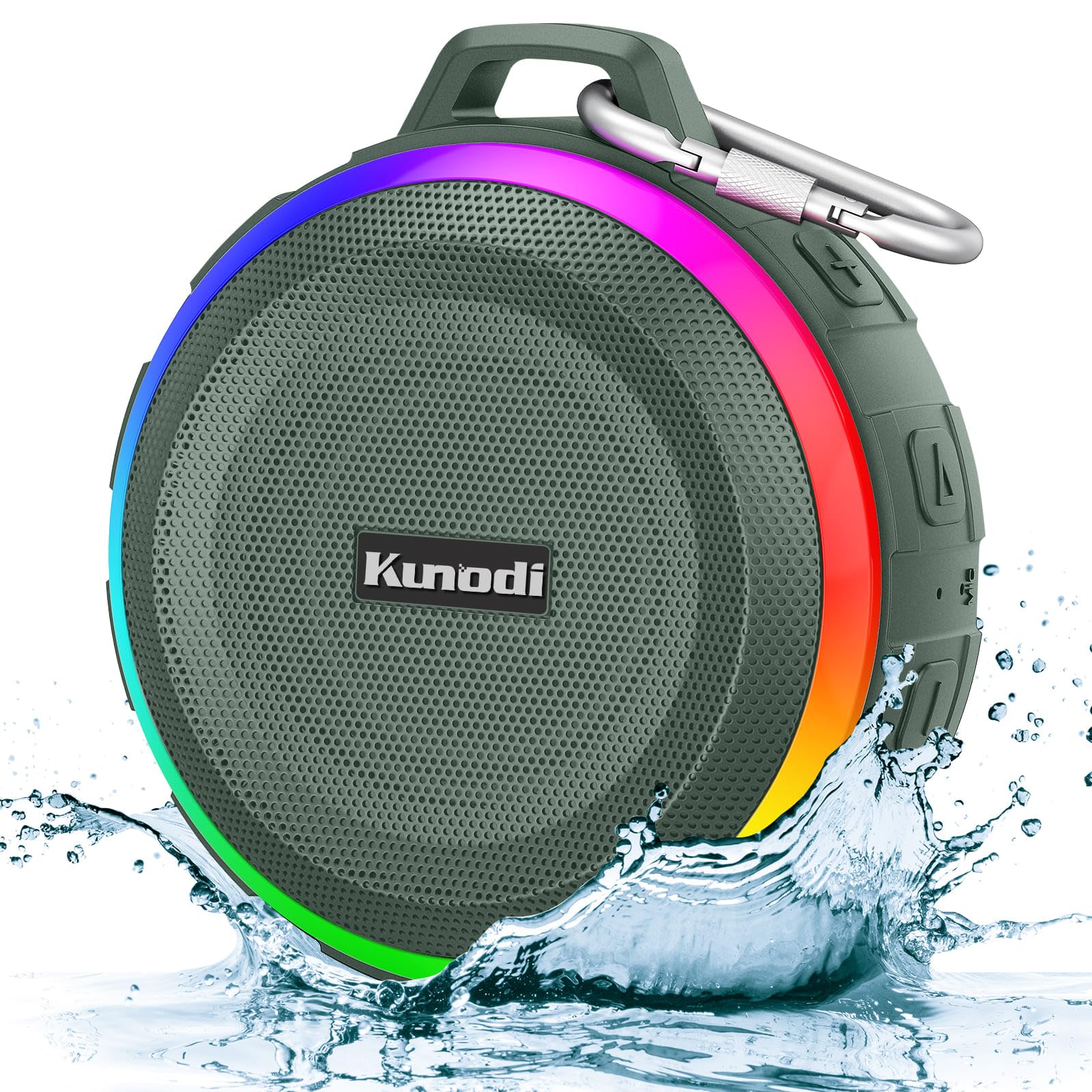 Kunodi Bluetooth Shower Speaker with IPX7 Waterproof, Crisp Clear Sound, True Wireless Stereo, Clip Portable for Pool Beach Boat