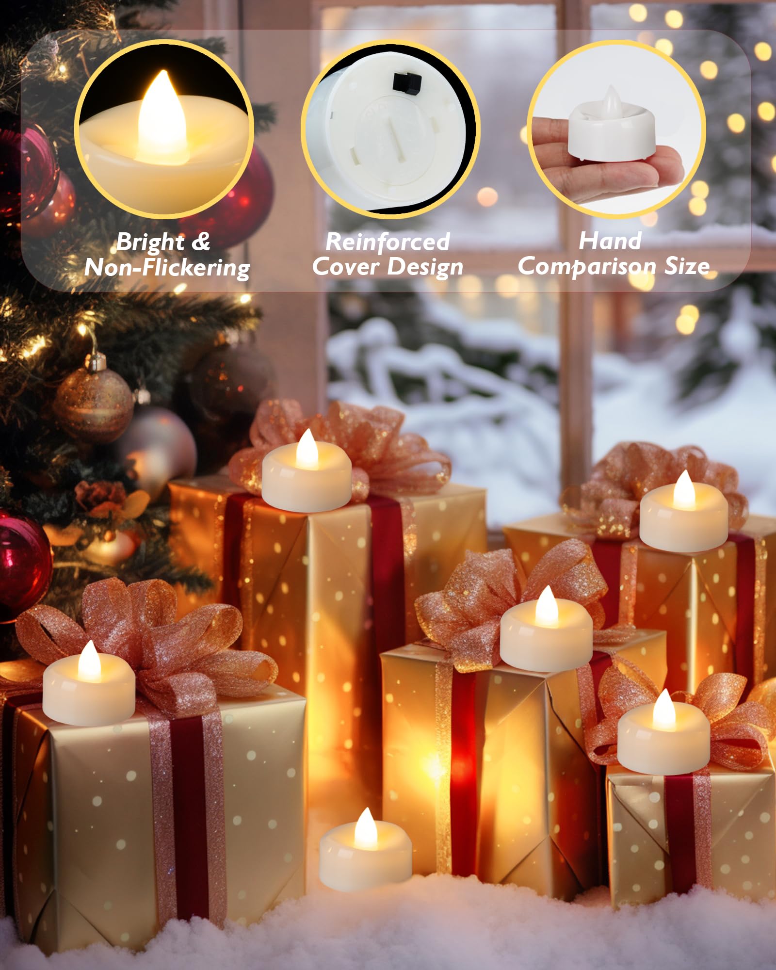 Beichi Flameless Candles, 12/24/50/100/150 Pack Tea Lights Battery Operated, No Flickering Votive Candles Led Tea Lights For Hal