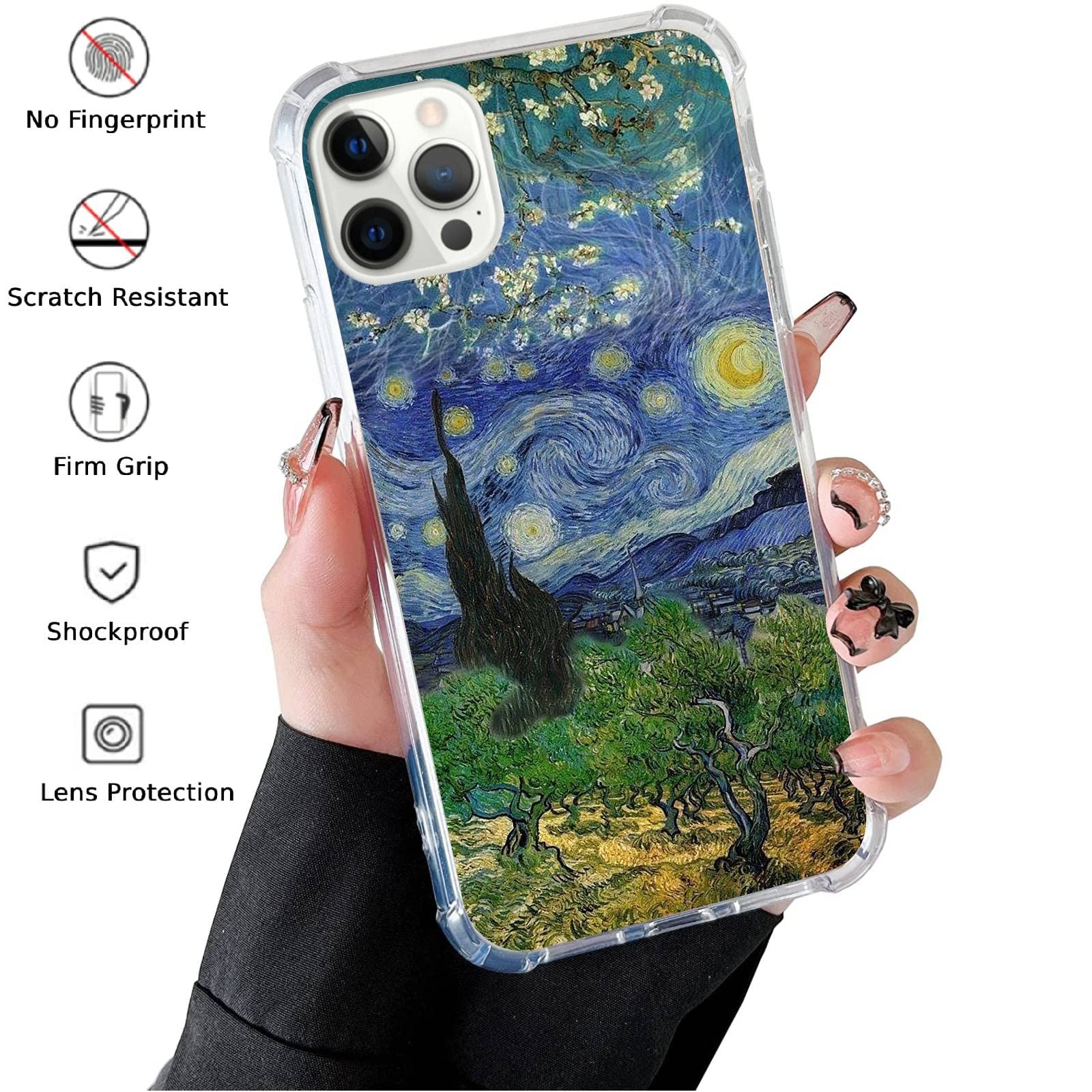 Wizeyake Van Gogh Paintings Phone Case Compatible With Iphone 13 Pro Max, Three Artworks From Van Gogh Art Trendy Cool Girl Boy