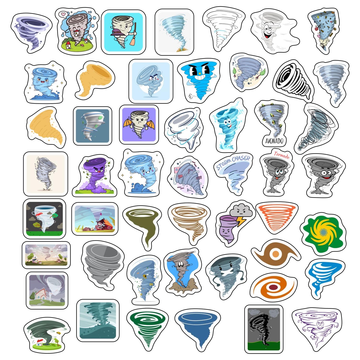 Tornado Stickers For Water Bottle And Laptop   ' Weather Party Favors & Decorations, Waterproof Vinyl Storm Decals, Exciting Tor